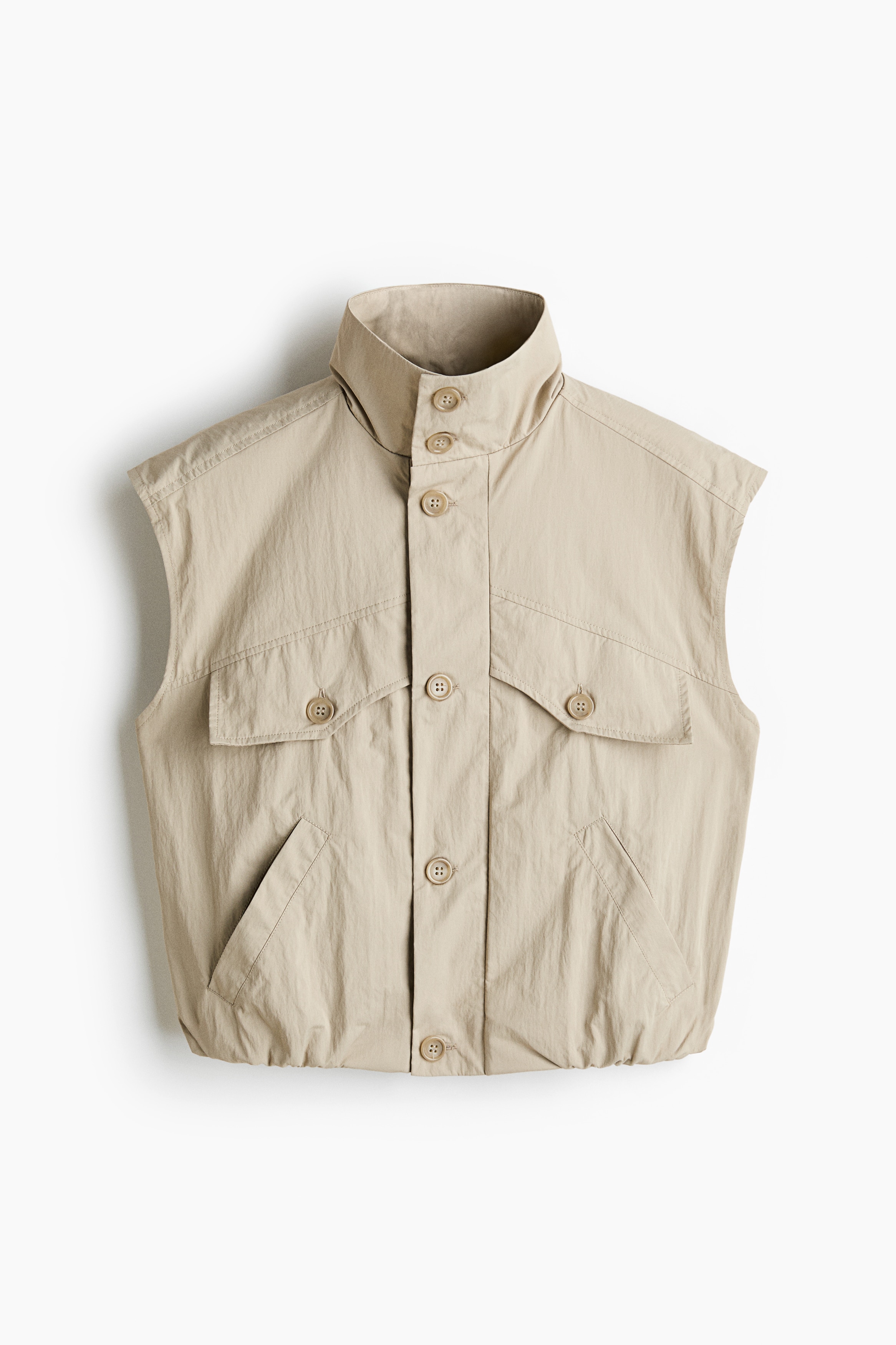 Sleeveless Utility Shirt - Beige