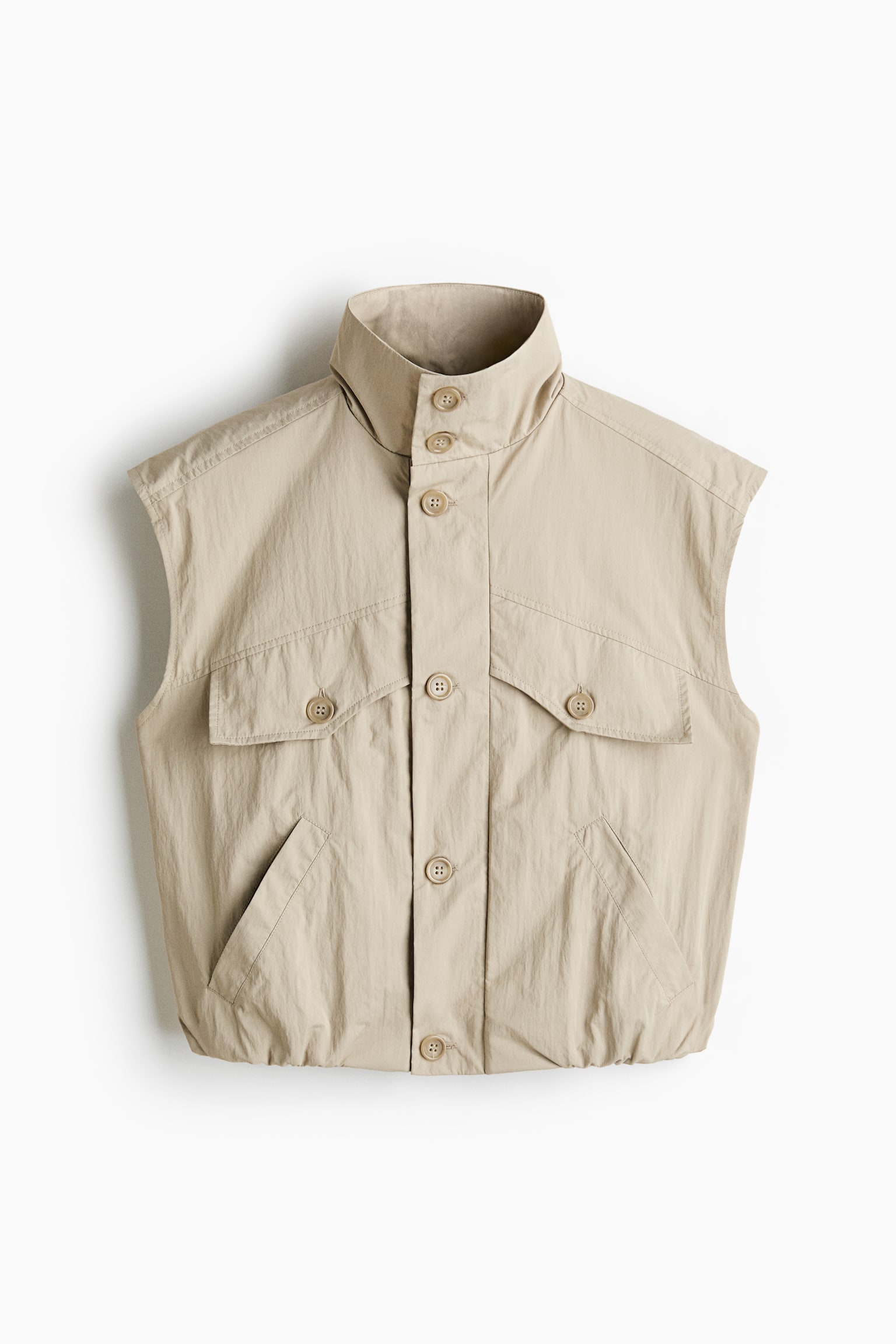 Sleeveless utility shirt - Beige - 2