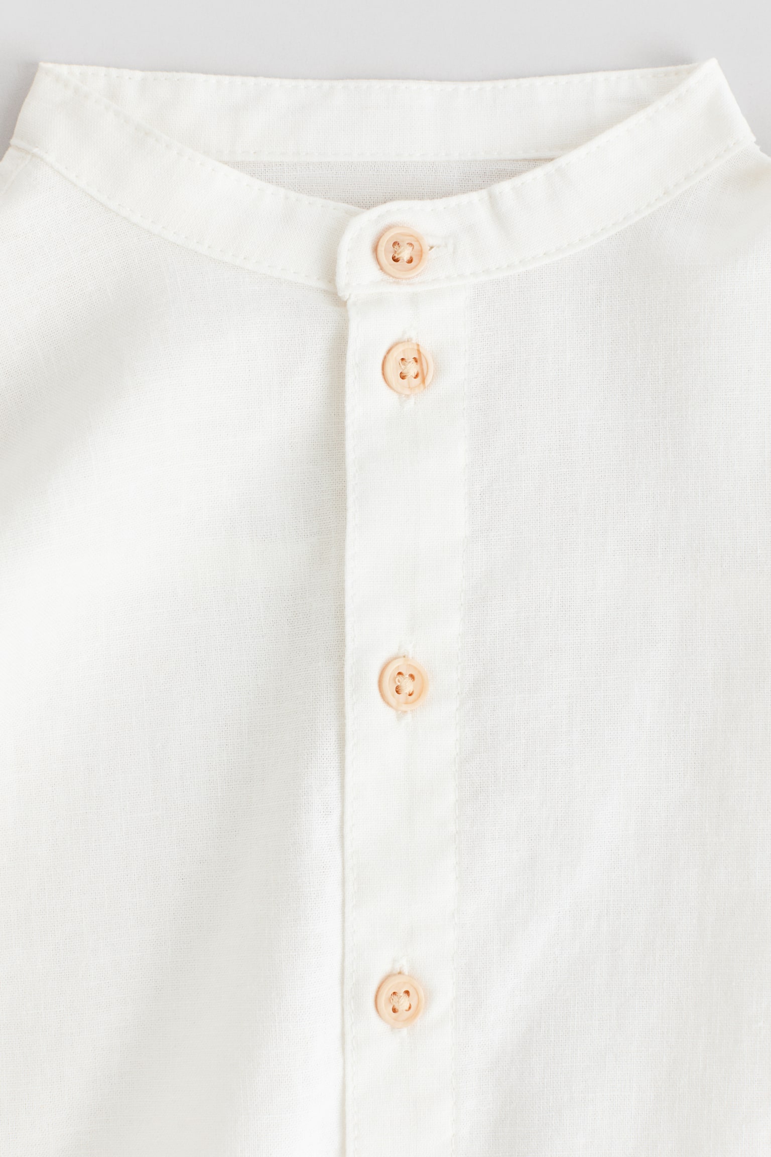 Linen-blend grandad shirt - White/Cream/Light blue/White striped - 2