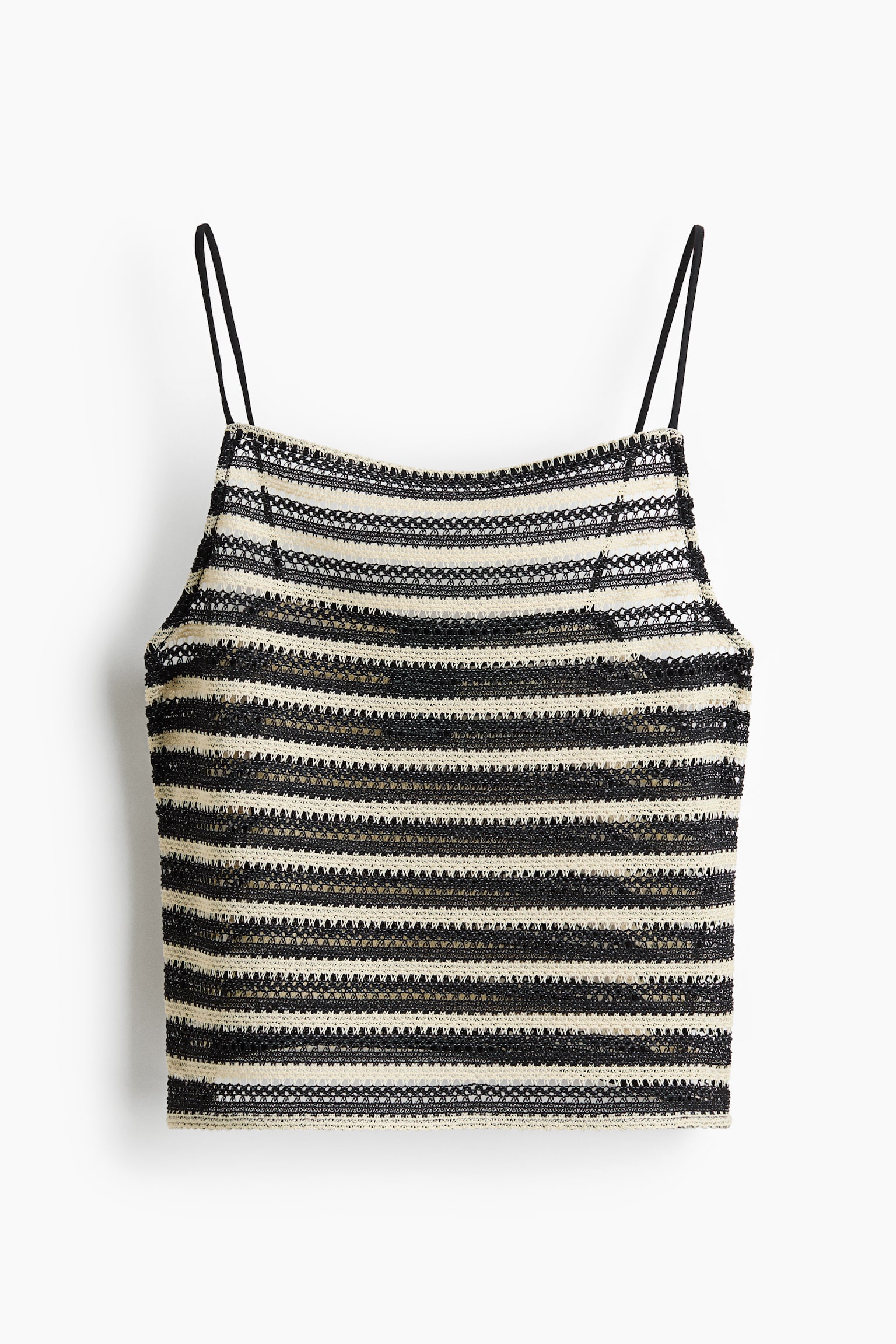 Strandtop mit Trägern - Schwarz/Cremefarben gestreift - 1