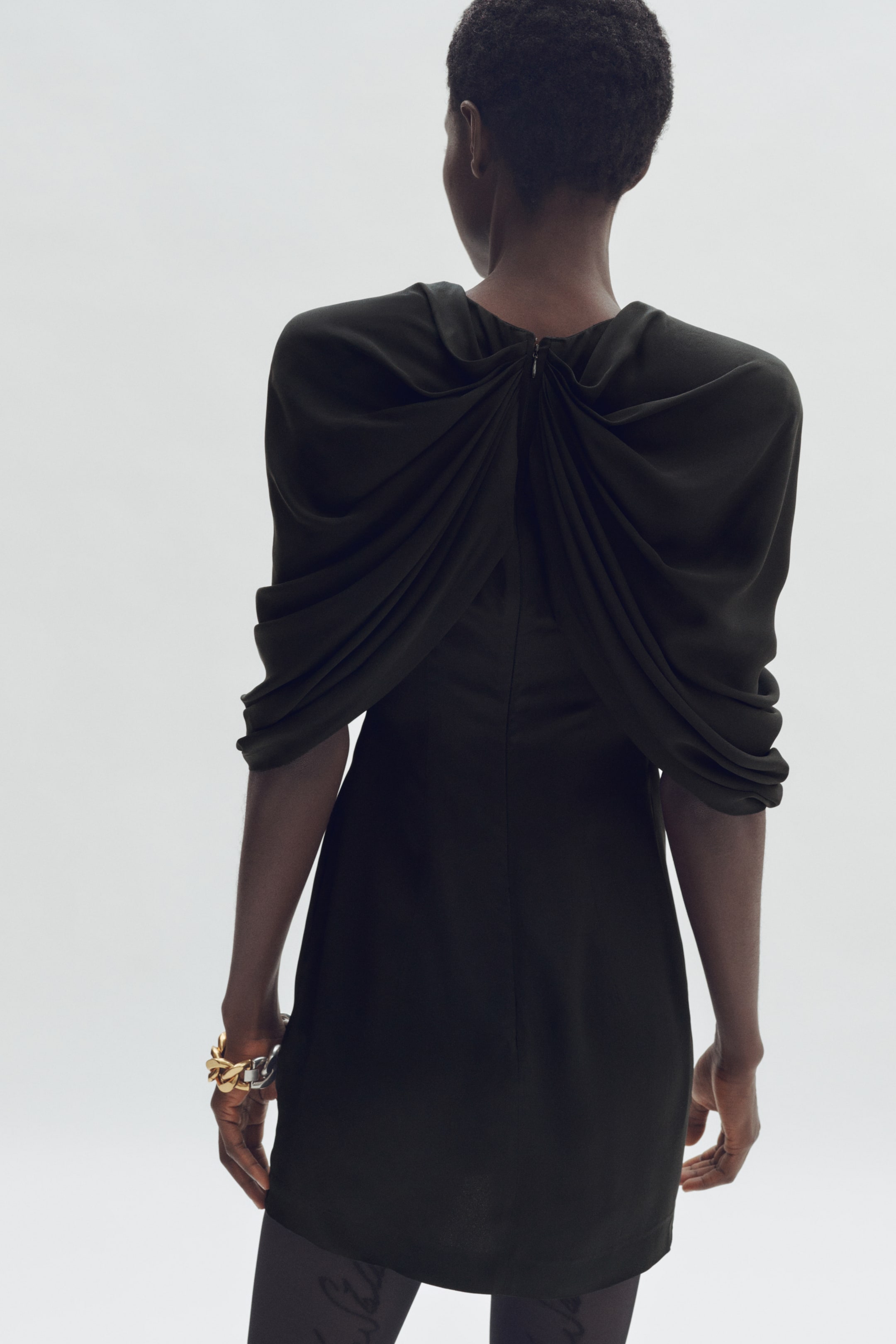 Draped Satin Mini Dress