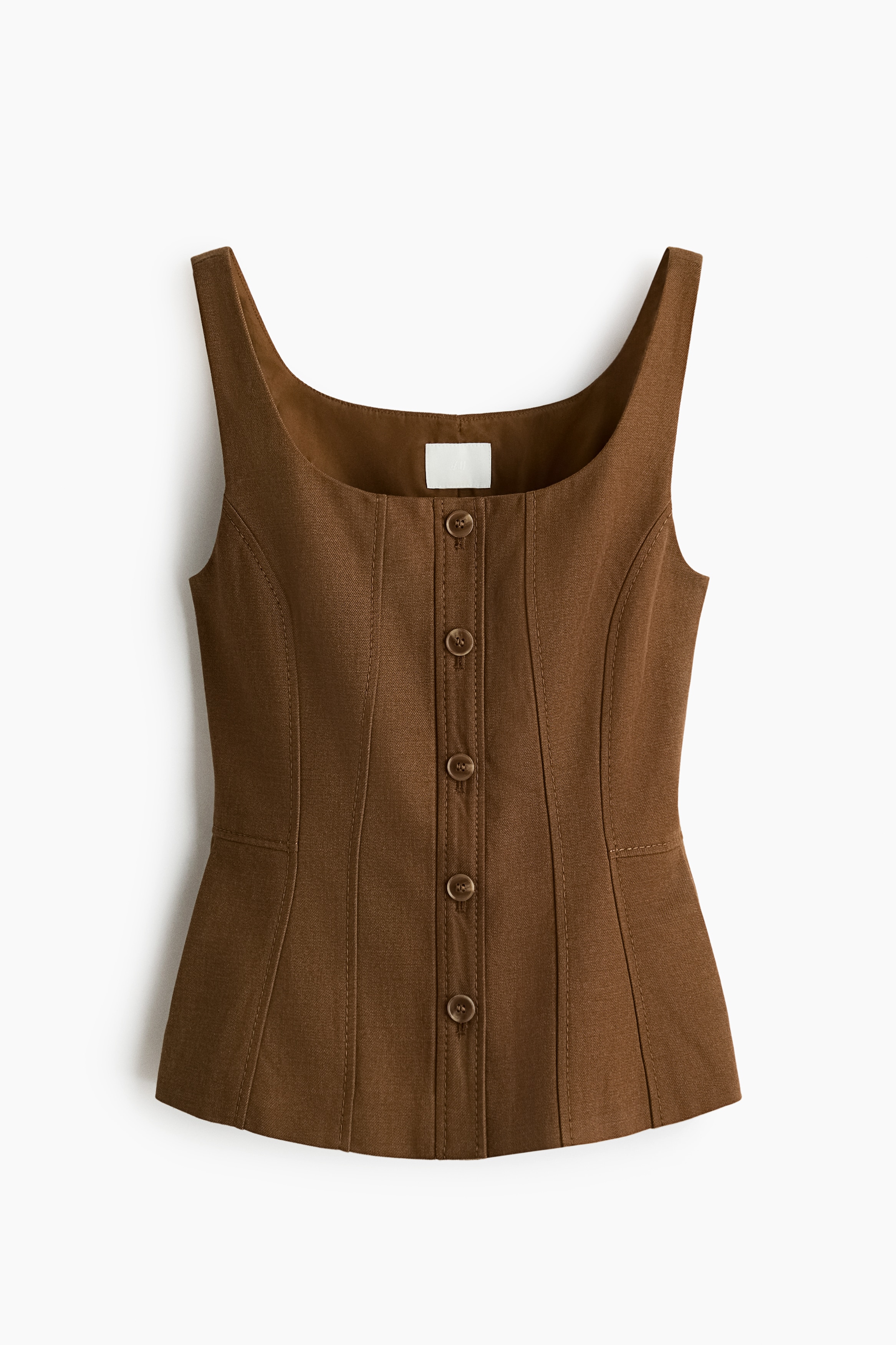 Fitted waistcoat - Brown/Light beige
