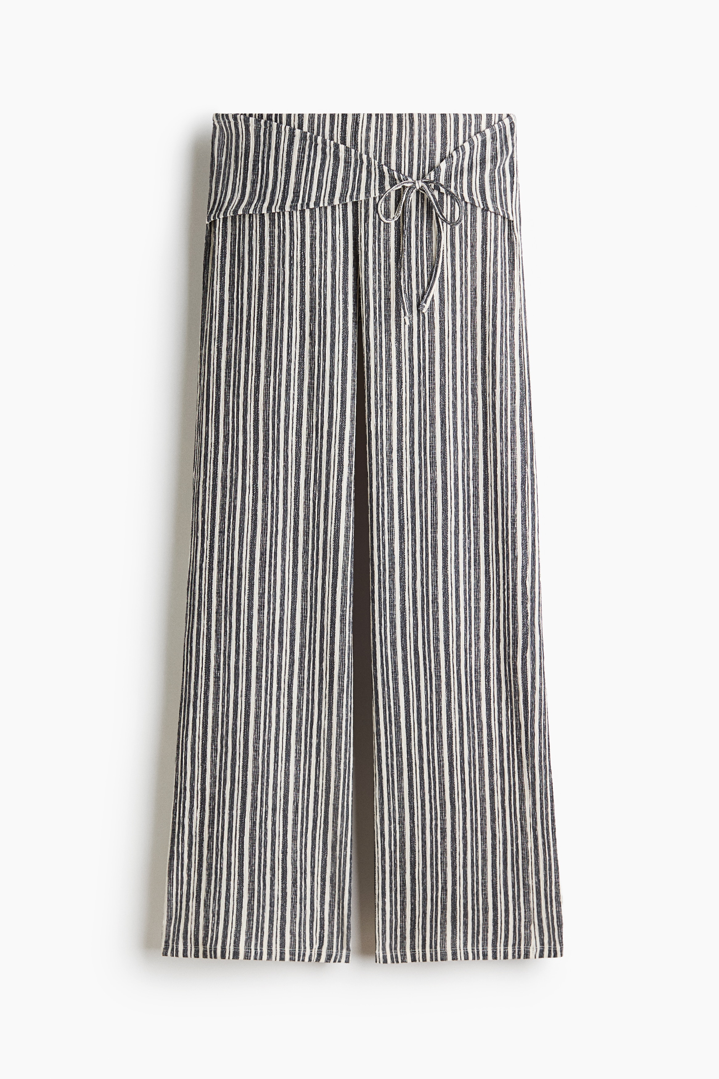 Tie-detail jersey trousers - Cream/Striped/Dark blue/Dark brown