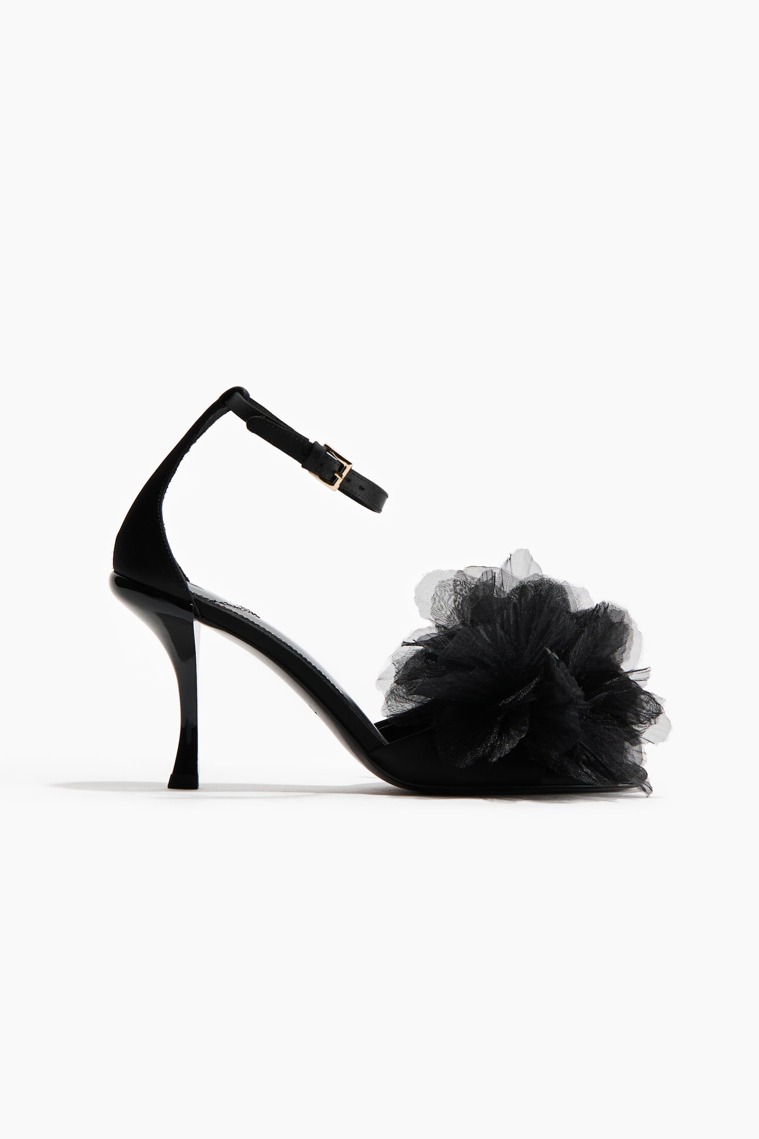 Flower-detail heeled sandals - Black - 1