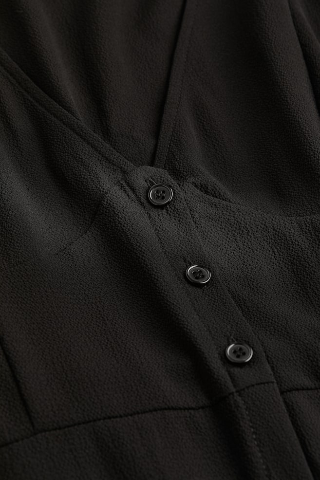 H&M+ Button-front crêpe dress - Black - 4