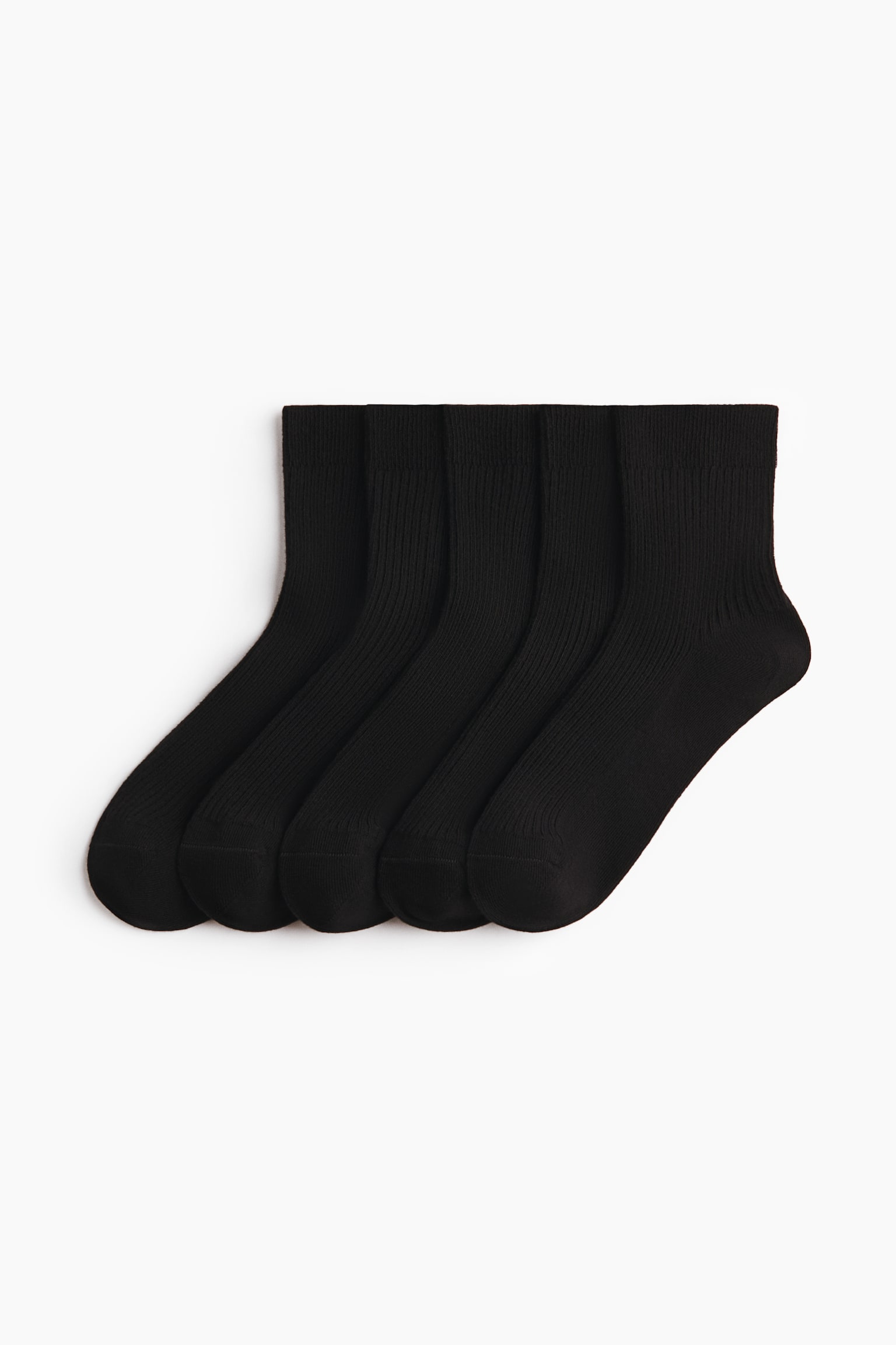 5-pack Calcetines al tobillo en tejido acanalado - Negro/Blanco