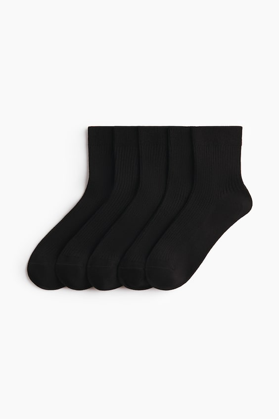 Носки Knit, низкие, в рубчик, 5 шт. — H&M