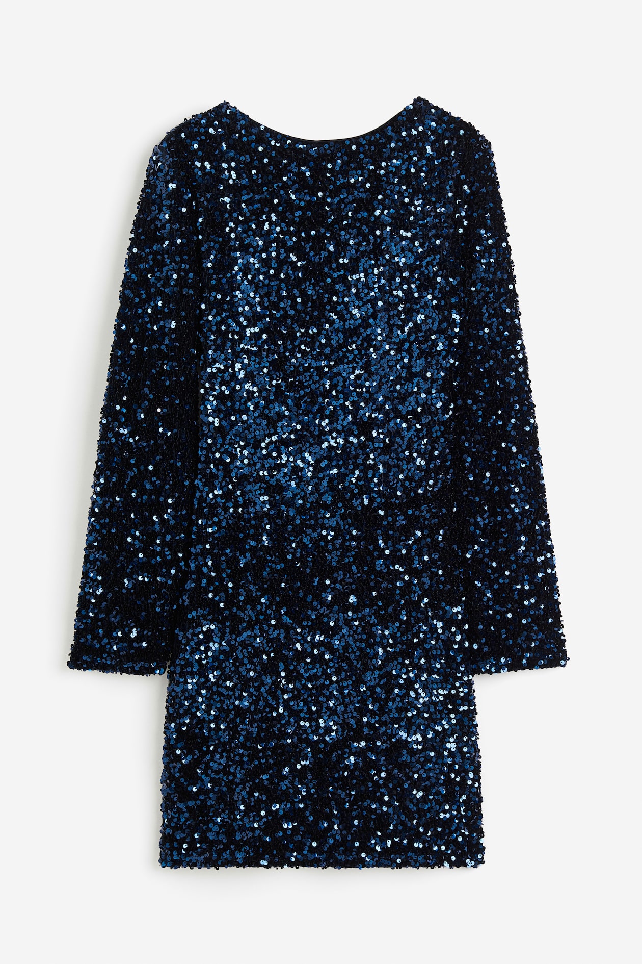 Women's Dark blue Sequined deep-back dress | H&M GB Women's Dark blue Sequined deep-back dress | H&M GB