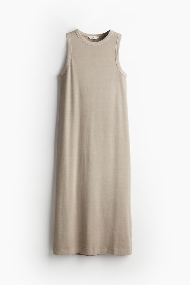 boho maxi dress with long sleeves Beige Ribbed Sleeveless Midi Dress  PinkBlush