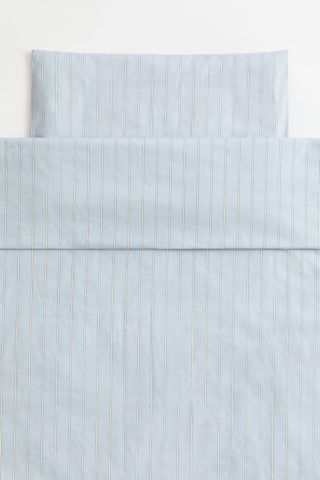 Parure de couette à rayures pour bébé en coton - Bleu ancien/rayé/Rose ancien/rayé/Beige clair/rayé - 1