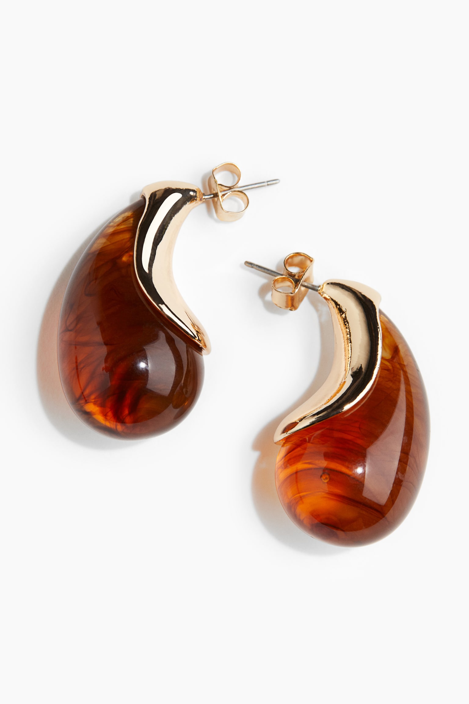 Statement droplet earrings - Gold-coloured/Brown - 2