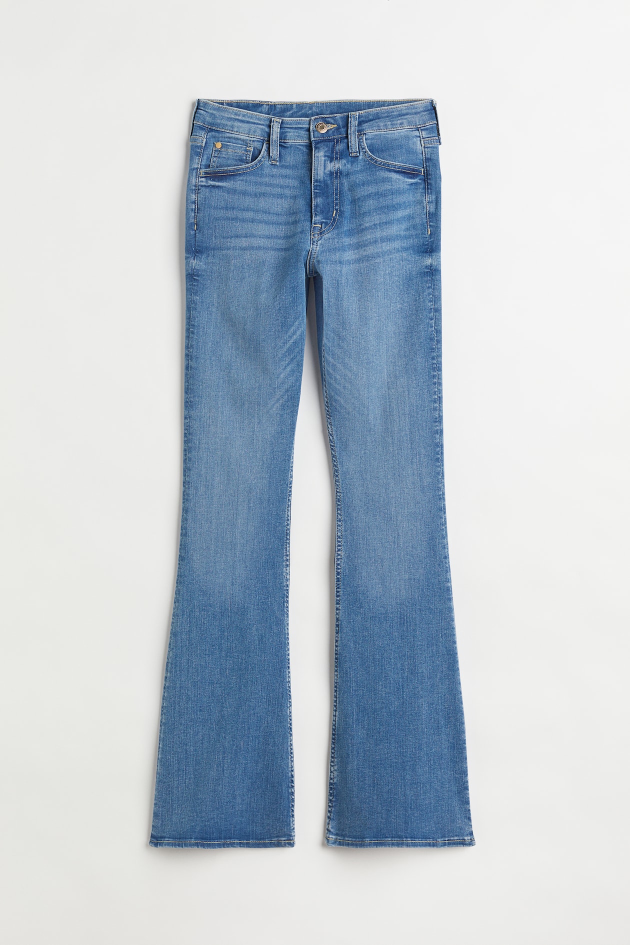 Flared Ultra High Jeans - Ultra high waist - Long - Denim blue - Ladies ...