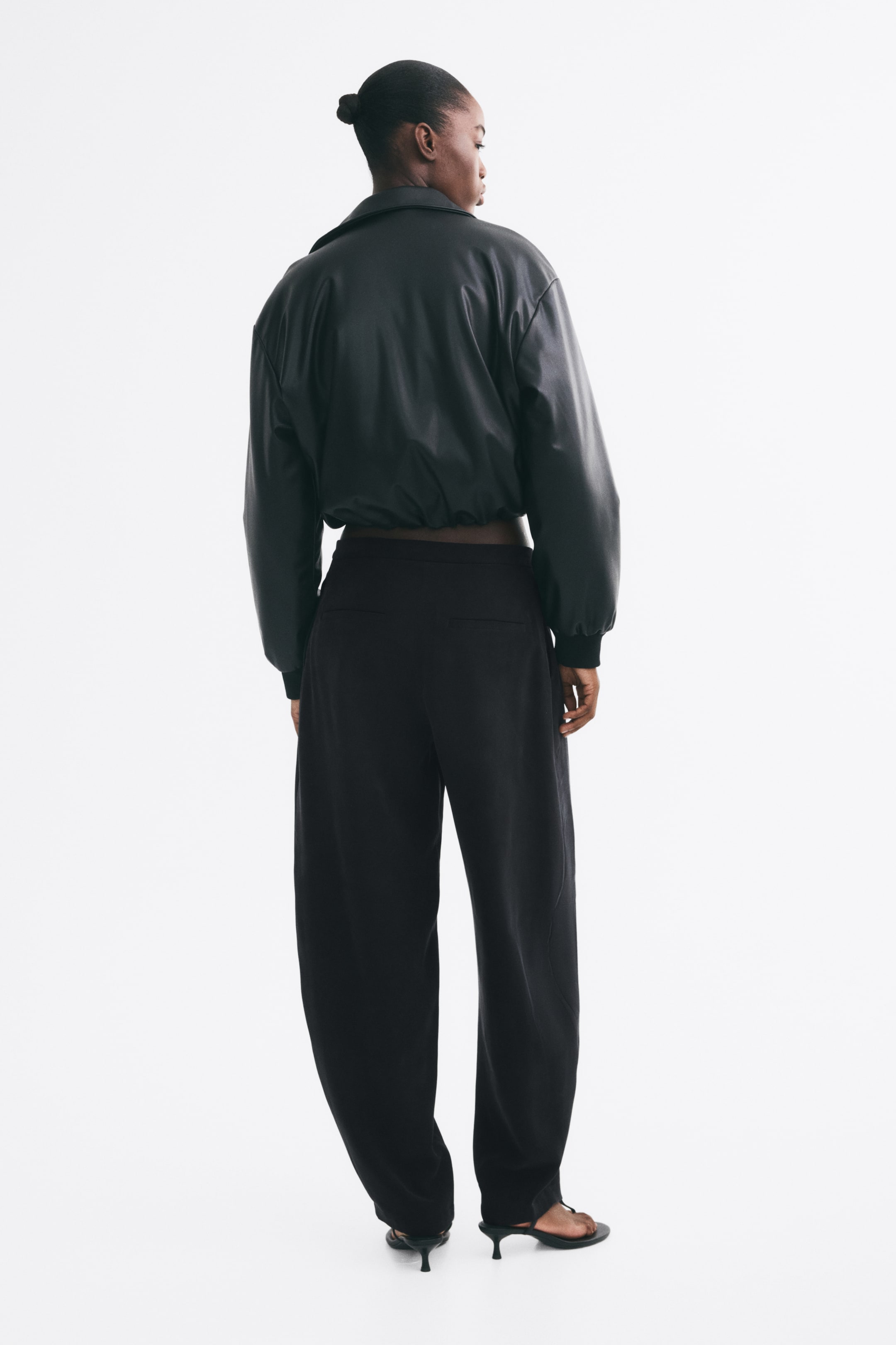 Viscose-Blend Barrel-Leg Pants