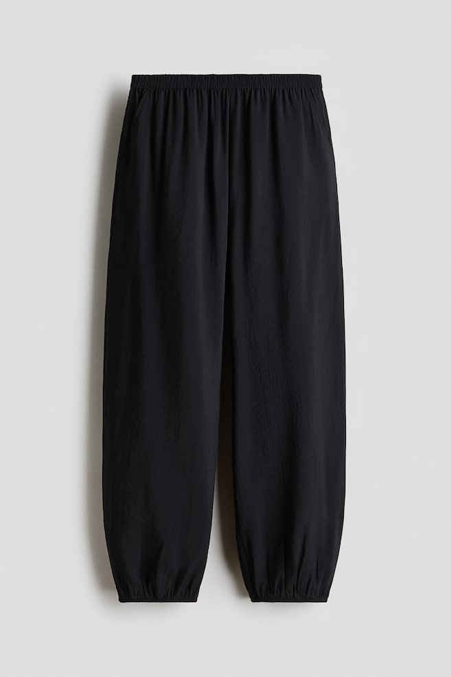 Crinkled Balloon-Leg Pants - Black/Khaki green - 1