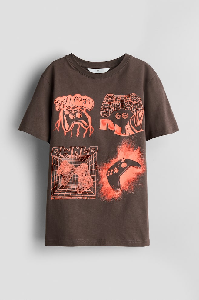 Printed T-shirt - Brown/Game controllers/White/Happiness/Mint green/L'Isola Di Sardegna - 1