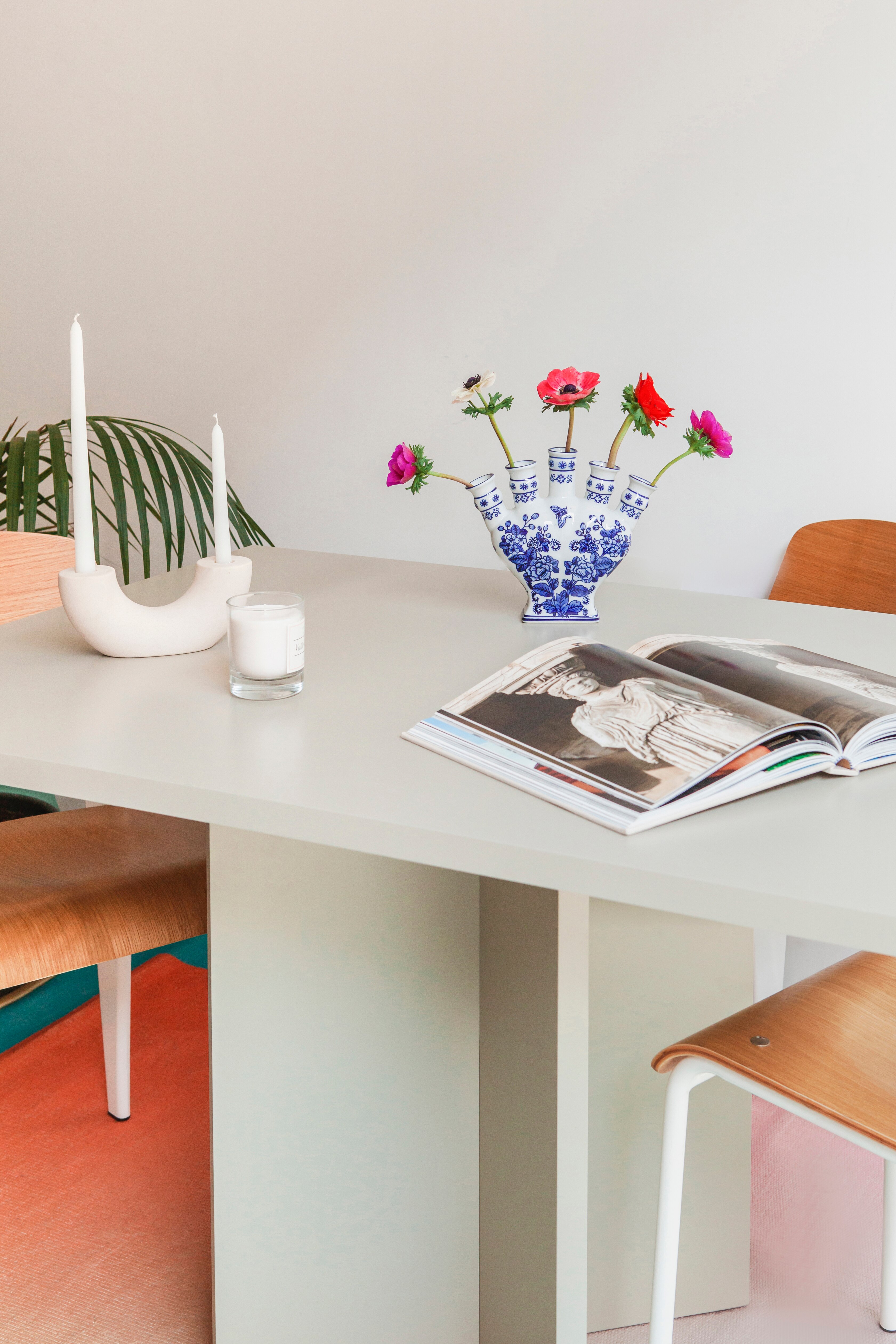 Rectangular Dining Table Laminated Top - Taupe/Flame Red/Cedar Green/Prussian Blue