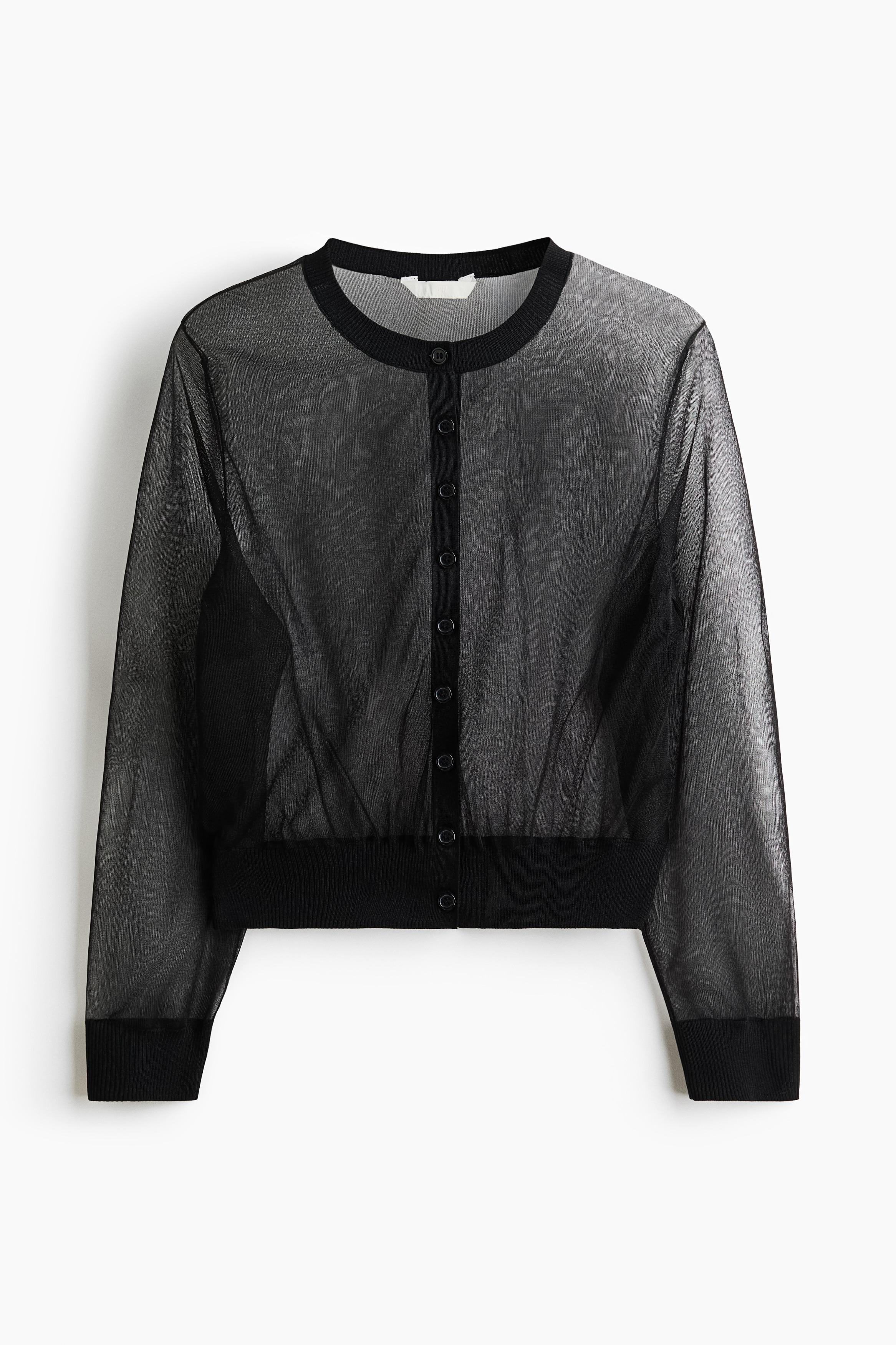 シアーカーディガン - ブラック/ベージュ