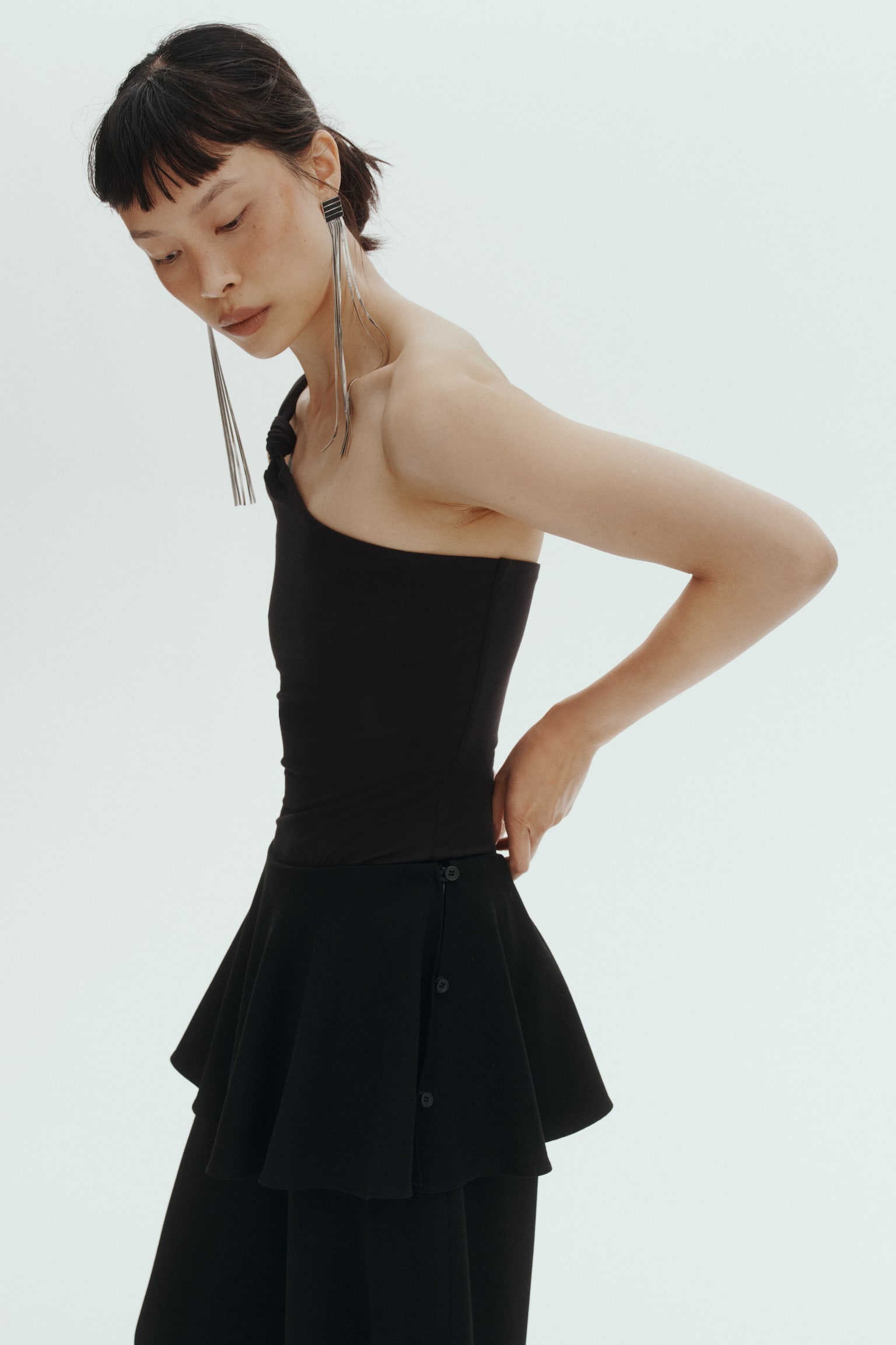 One-shoulder thong body-Black - 5