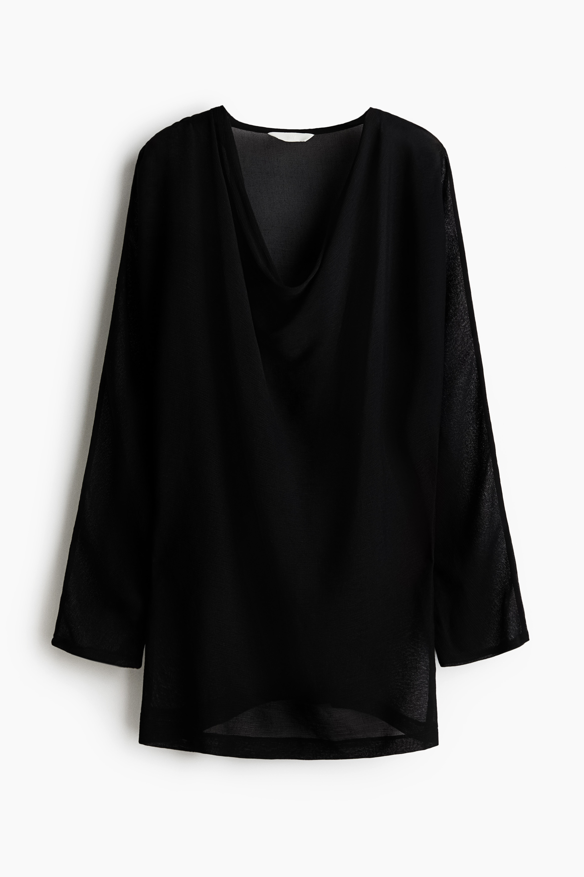 Feinstrickbluse mit Wasserfallausschnitt - Schwarz