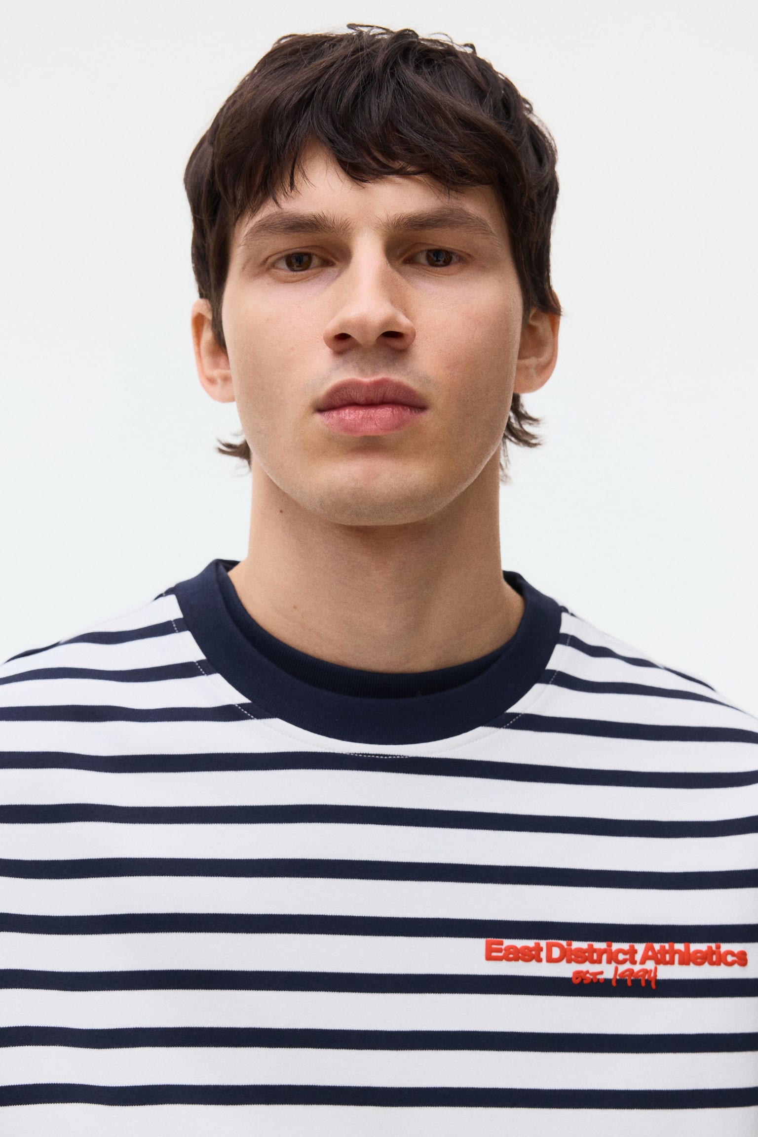 Loose Fit Cotton T-shirt - White/Striped/Navy blue/Striped - 4