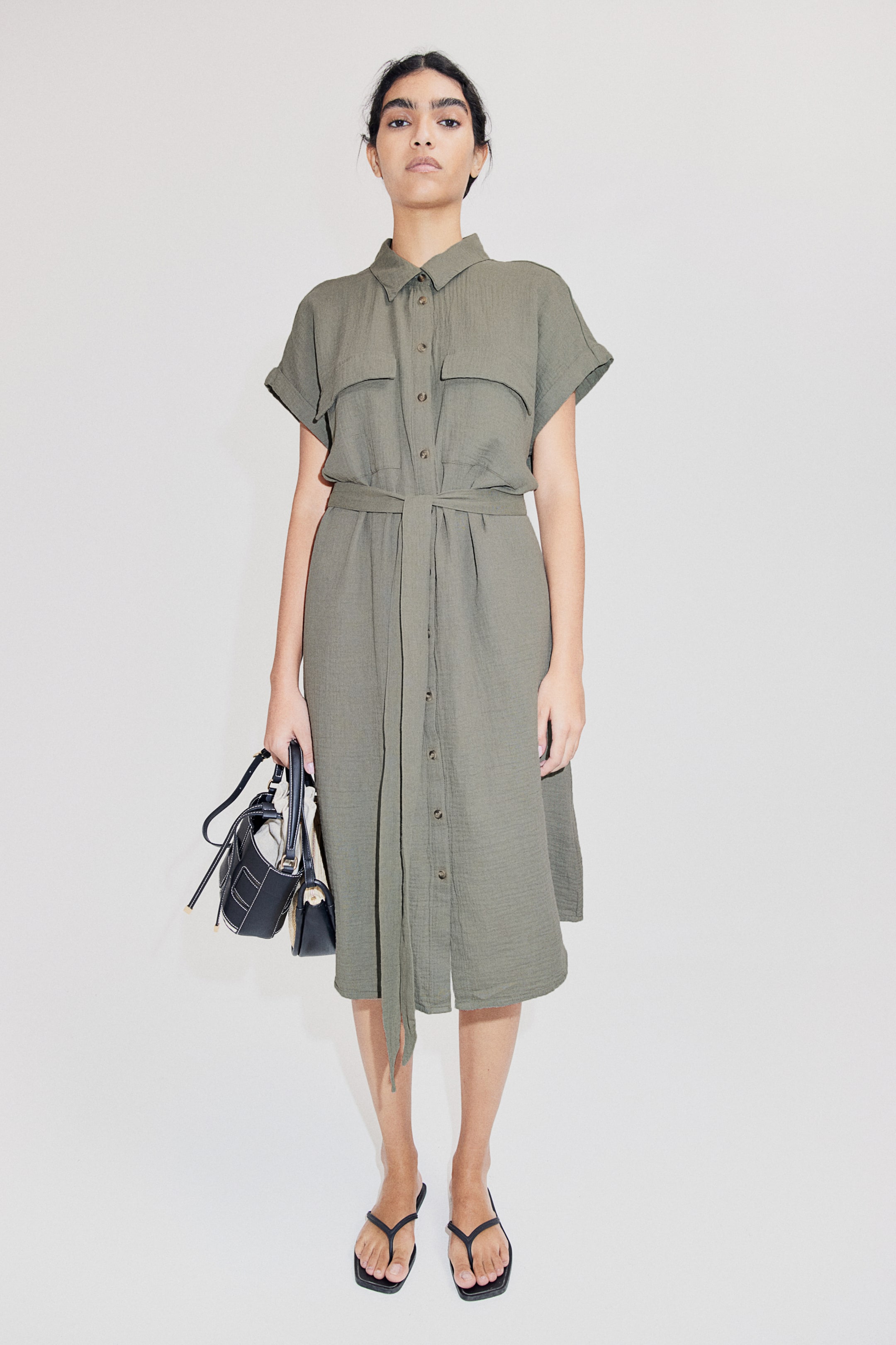 Tie-belt Shirt Dress