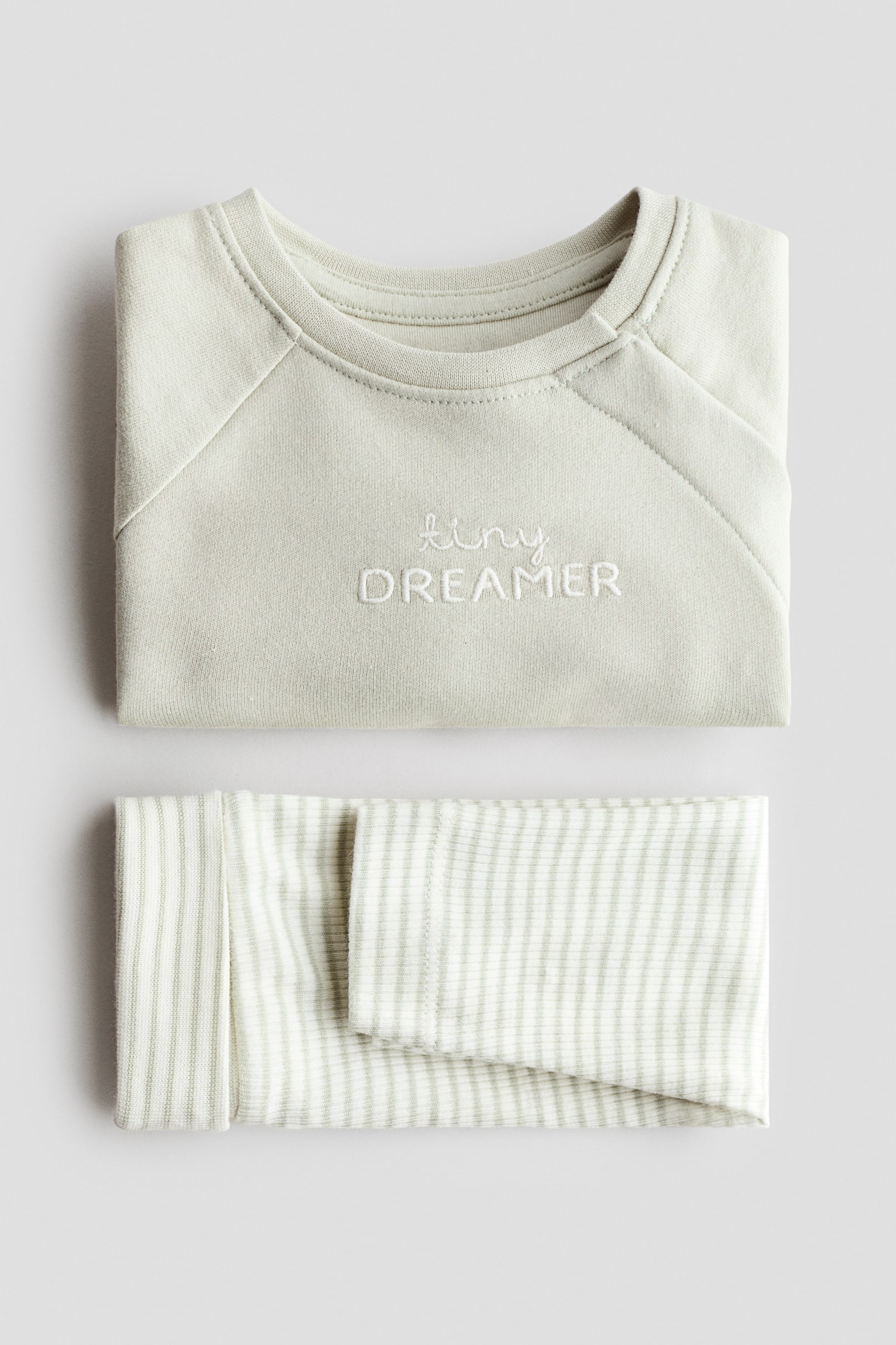 2-piece Cotton Set - Light green/Tiny Dreamer/Cream/puppies/Natural white/striped/Light beige/Love/Cream/Grow Together/Cream/Hello/Beige/koala/Light beige/hearts - 2