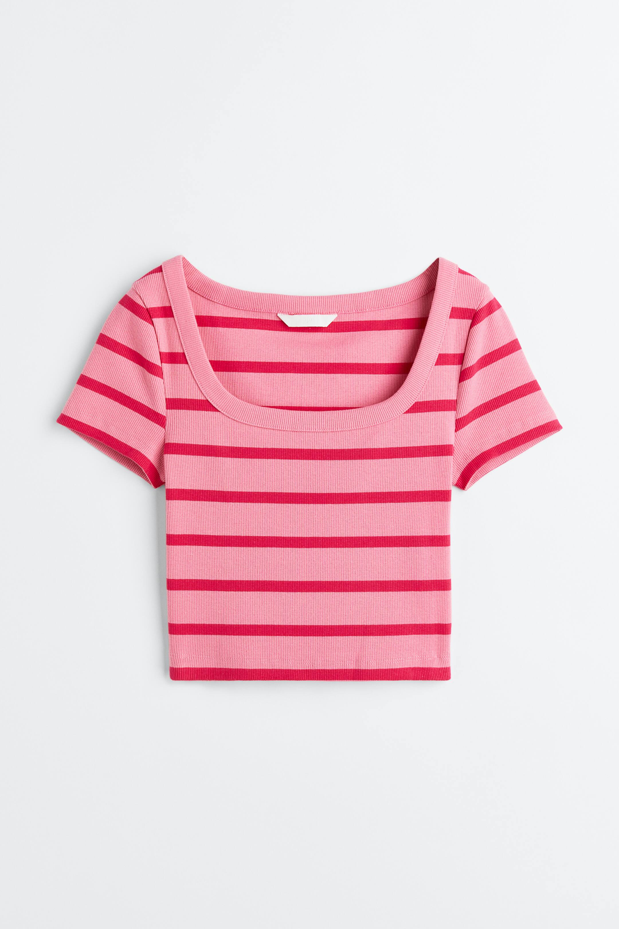 Xem ảnh lớn hơn: Áo cotton gân nổi - Màu hồng/Kẻ - Ladies | H&M VN 1