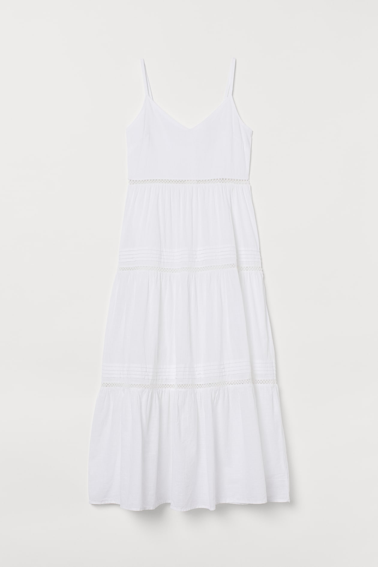 V-neck Cotton Dress - V-neck - Sleeveless - White - Ladies | H&M US