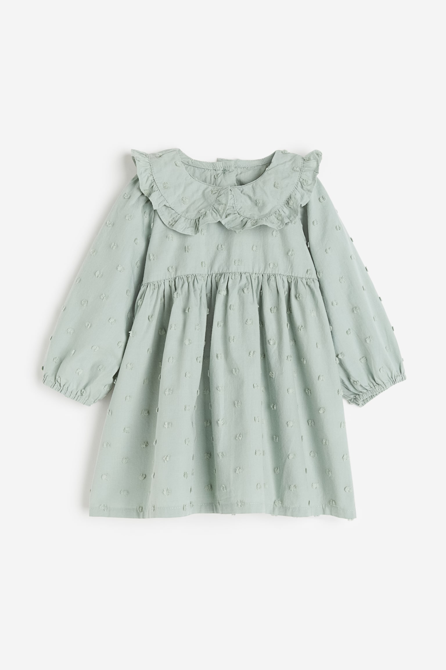 Collared Cotton Dress - Light dusty green/White/Floral - 1