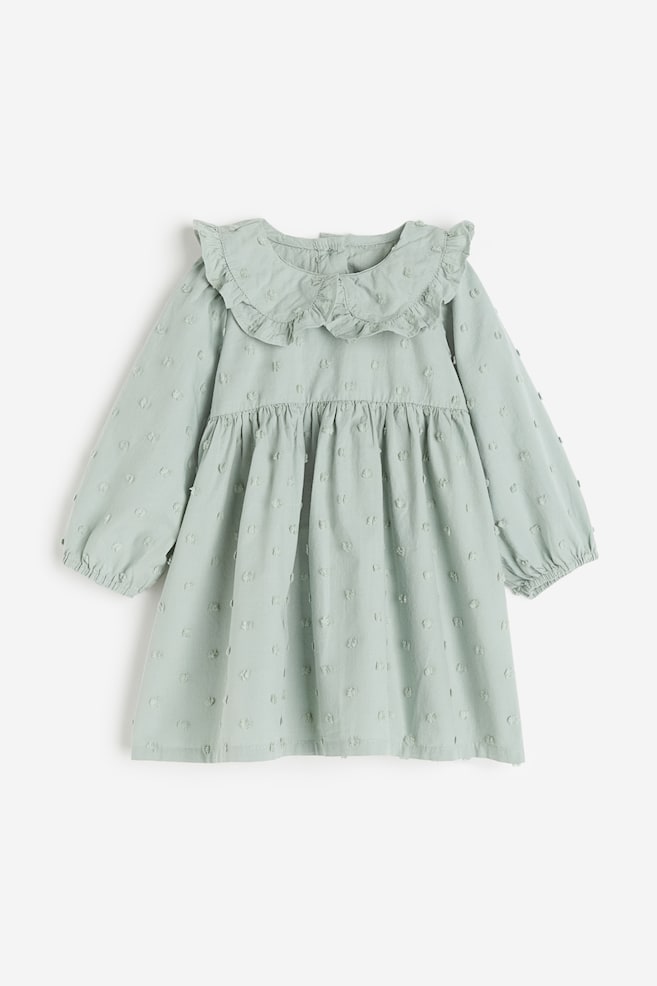 Collared cotton dress - Light dusty green/White/Floral - 1