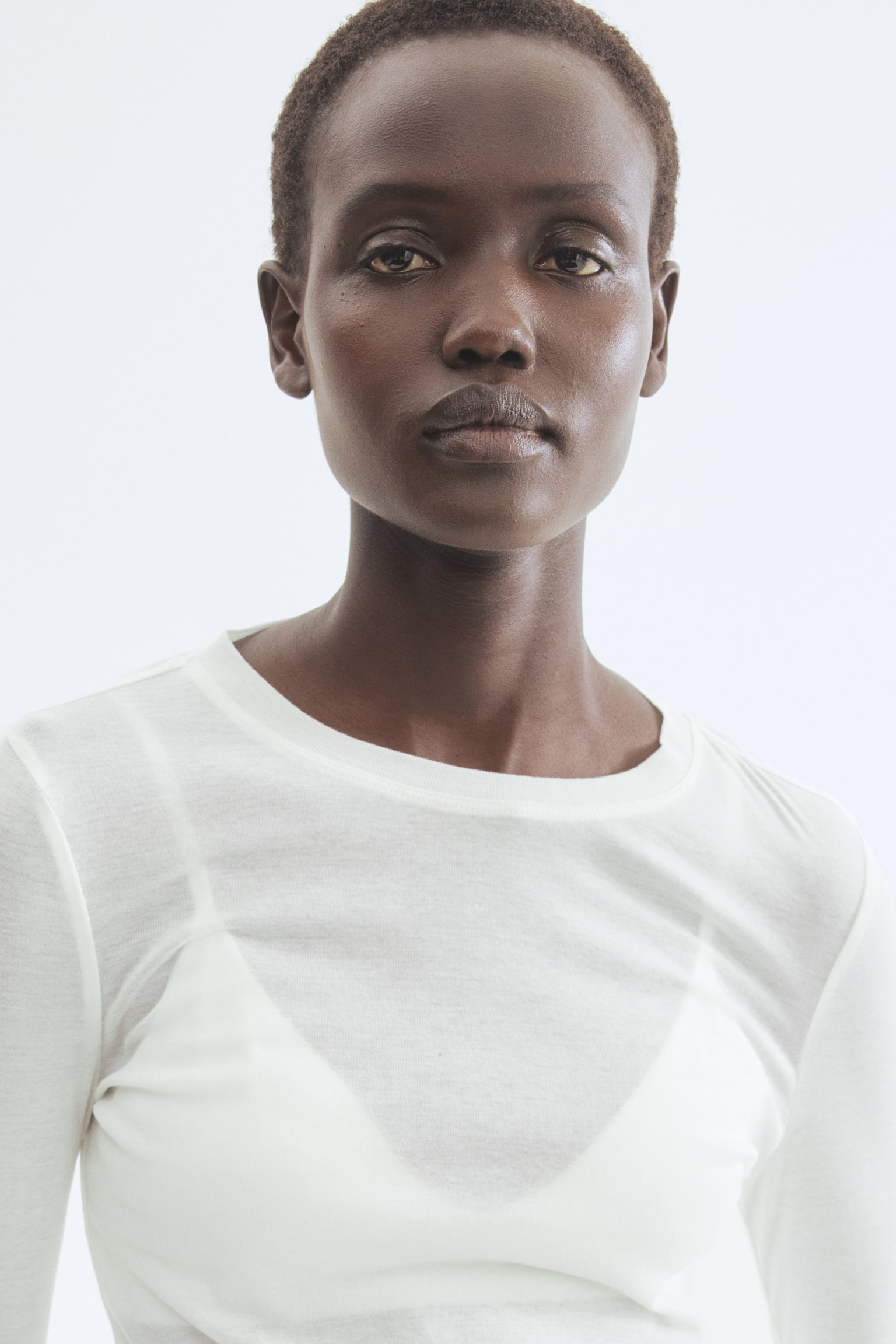 Pima cotton jersey top - Biały/Czarny/Granatowy/Ciemny zakurzony róż/Jasnobeżowy/Bladożółty/Ciemna zieleń khaki - 3