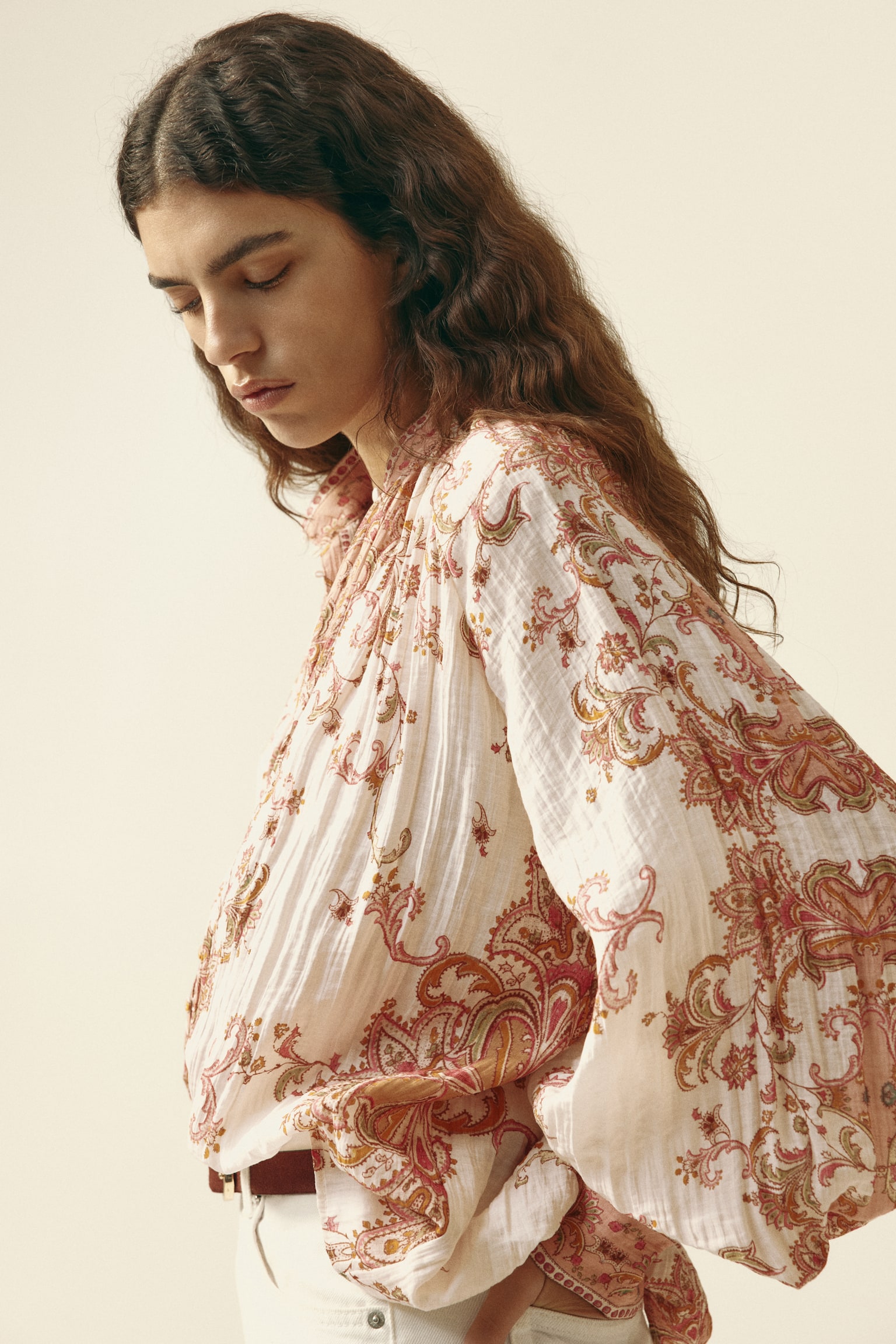 Crinkled blouse - Pink/Paisley pattern - 5