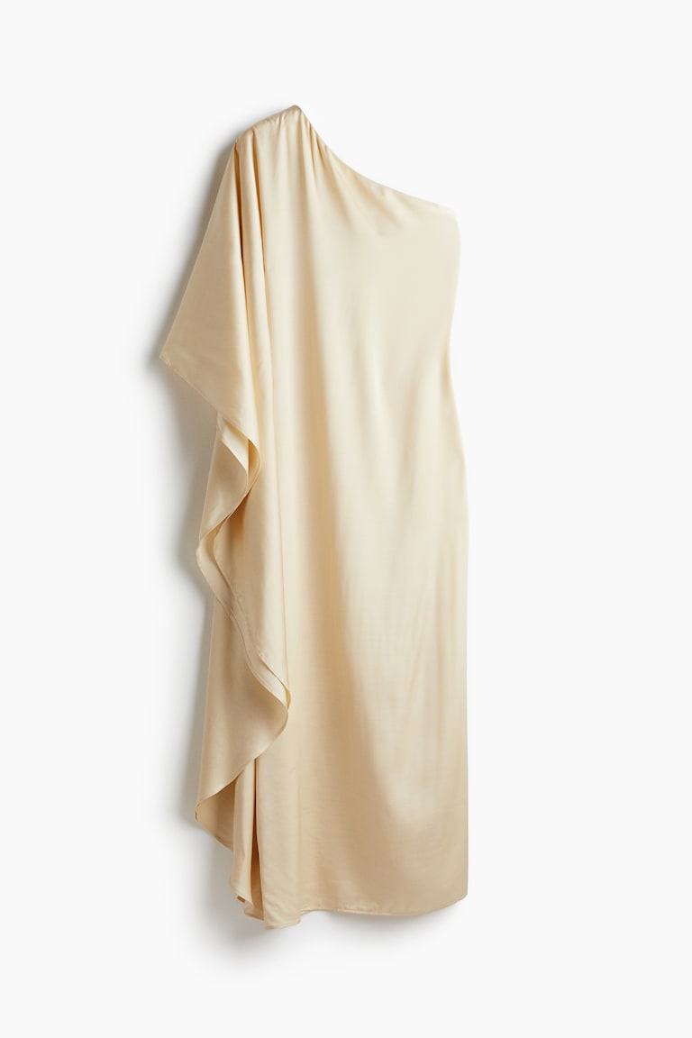 knee length dresses for ladies L I V D Plus Size Spade One Shoulder Cape Dress