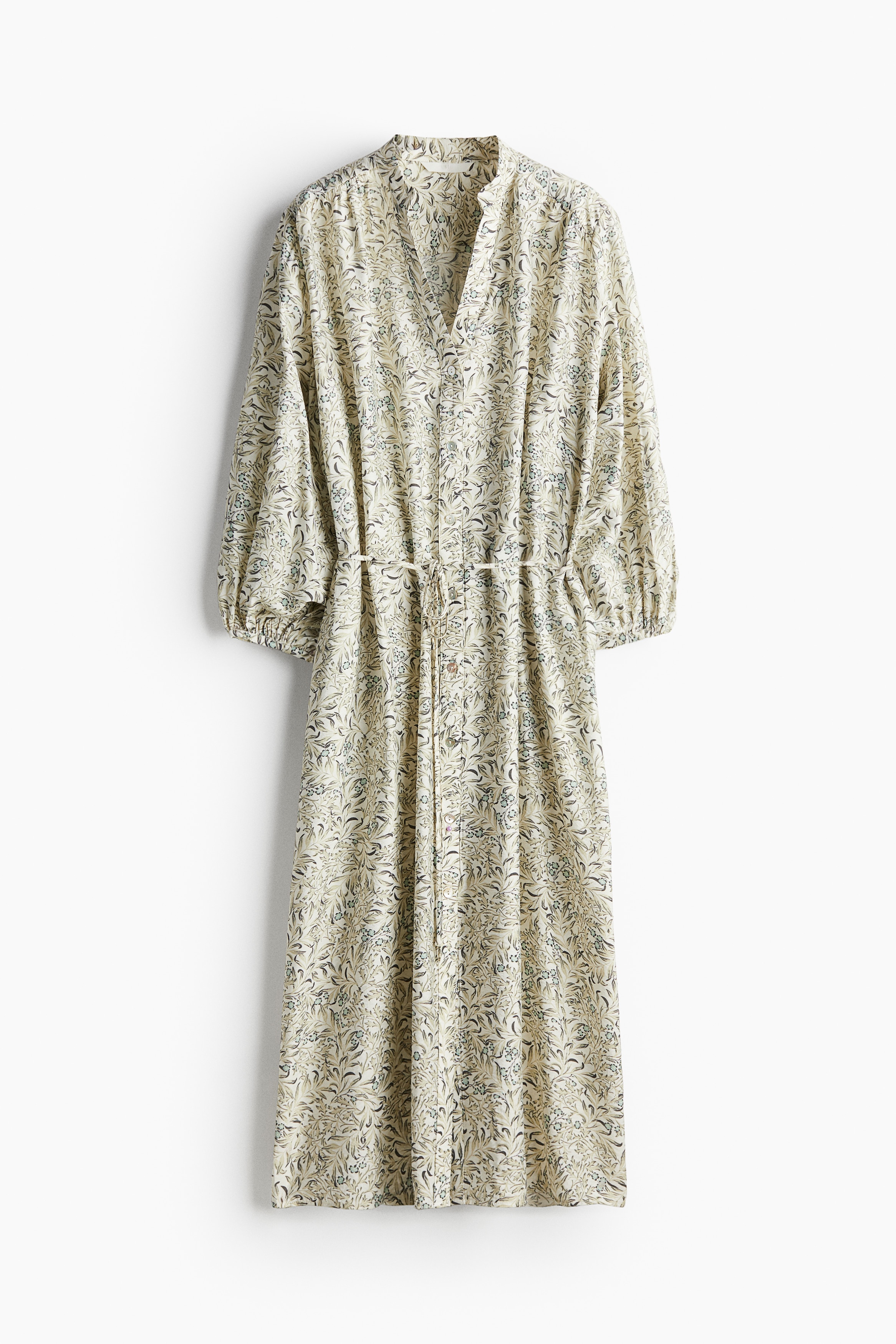 Moda Damska - Wzorzysta sukienka z wiązanym paskiem Kremowy/Wzór - Size: L  - H&M