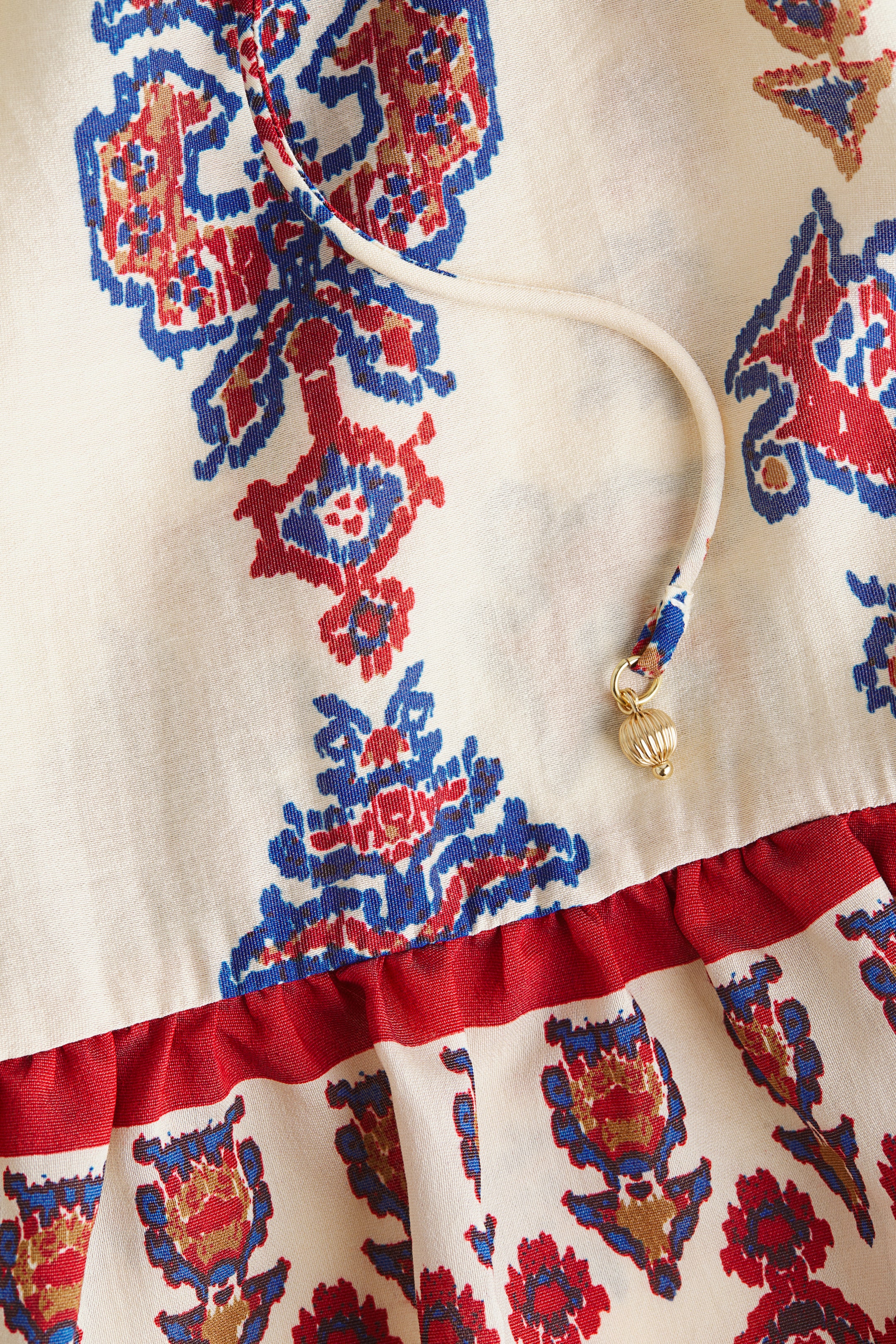 View larger image: Flounce-trimmed blouse - Light beige/Patterned - Ladies | H&M HK 5