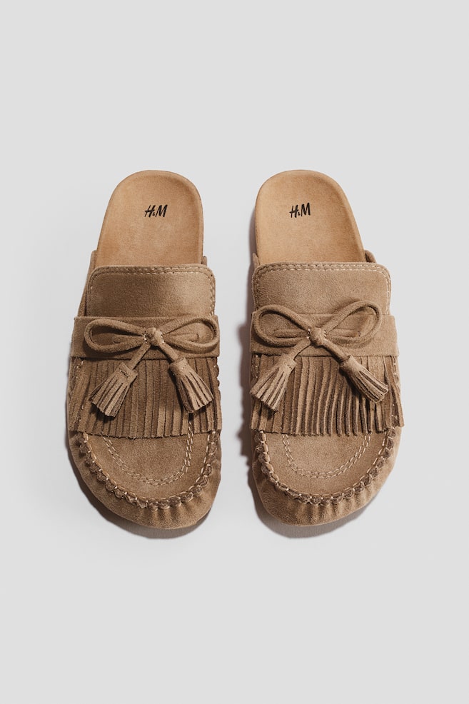 Tassel-detail mules - Dark beige - 1