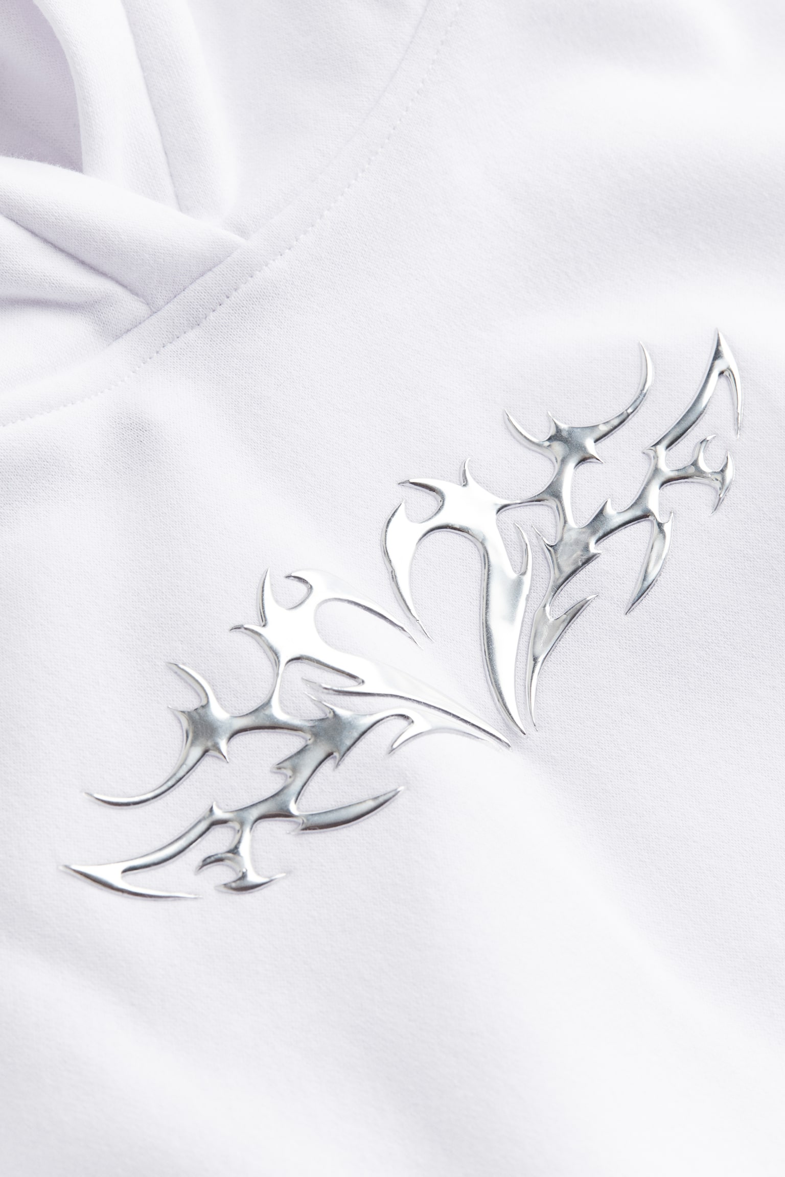 Oversized Design Detail Hoodie - White/Heart/Black/Other Dimensions - 2