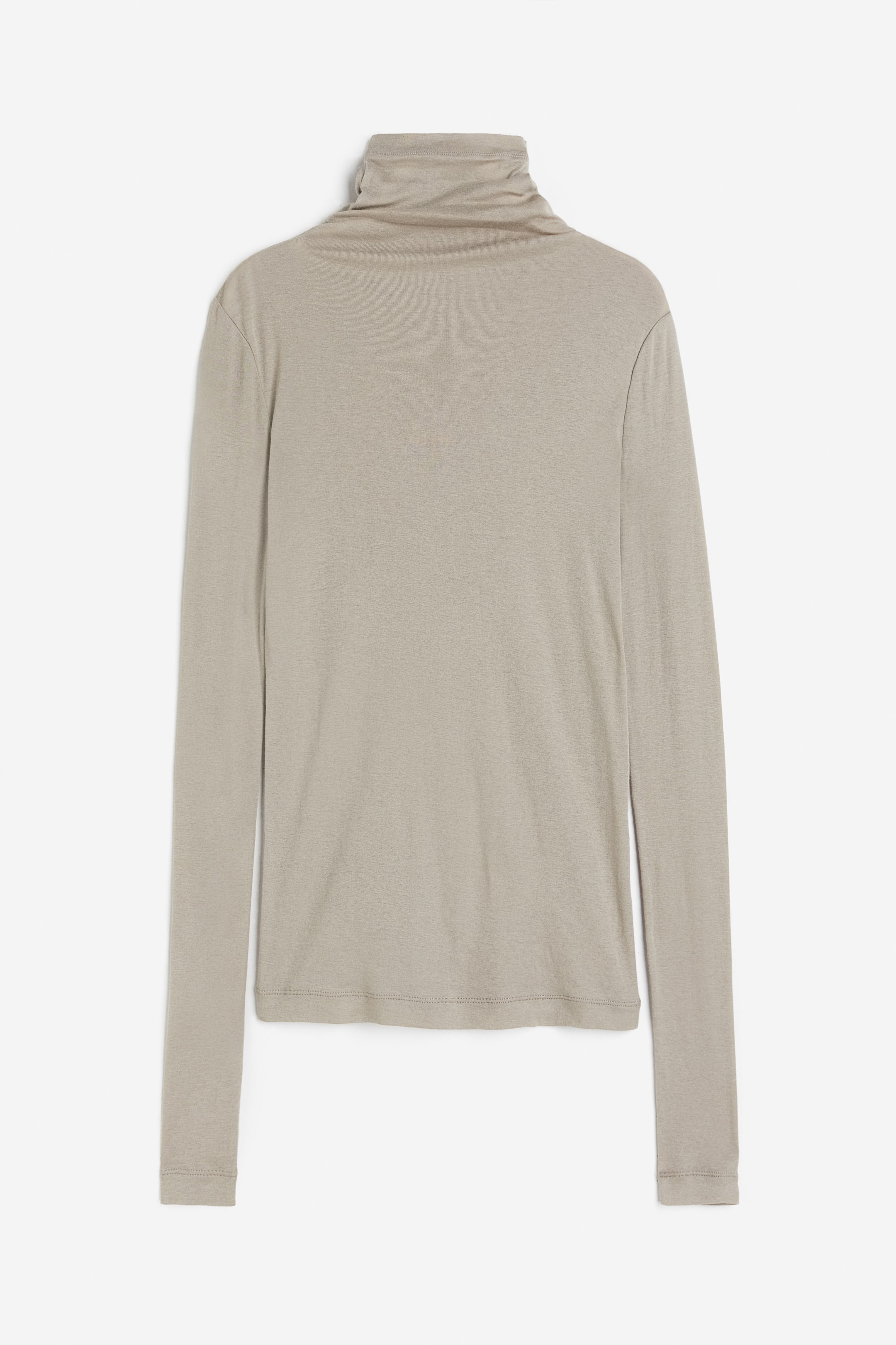 Pima cotton polo-neck top - Polo-neck - Extra long sleeve - Beige ...