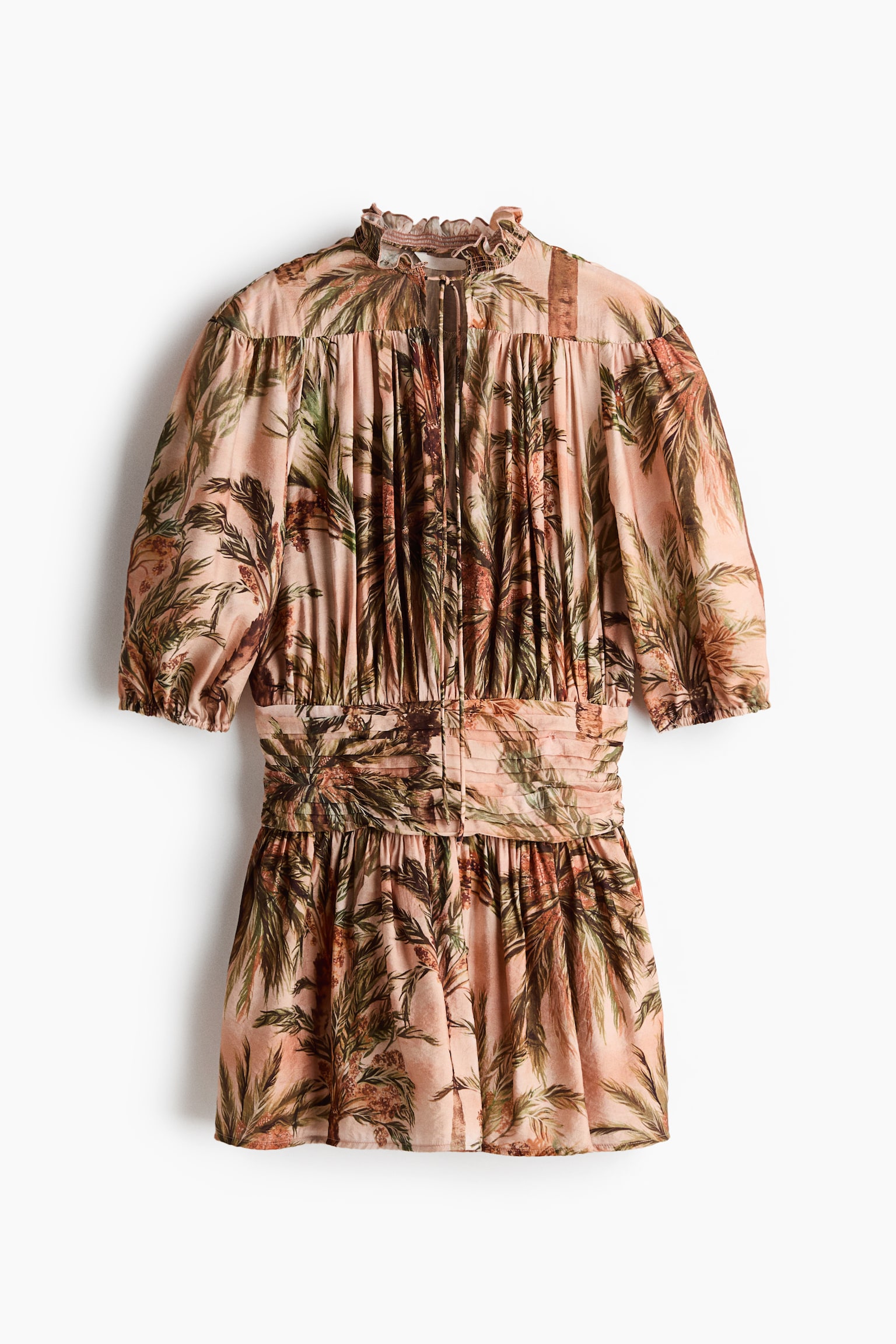 Rochie-tunică drapată - Roz-piersică/motive/Crem/Bej-deschis/buline/Roz-piersică/flori - 1