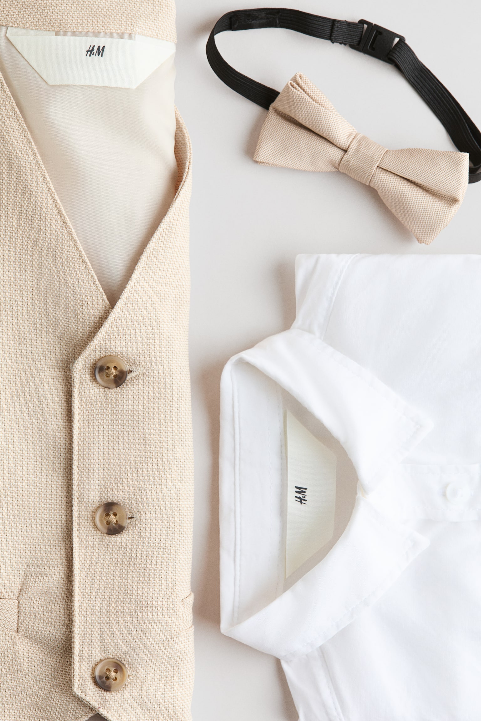 3-piece dressy set - Light beige/White/Navy blue/White/Beige/Checked - 2