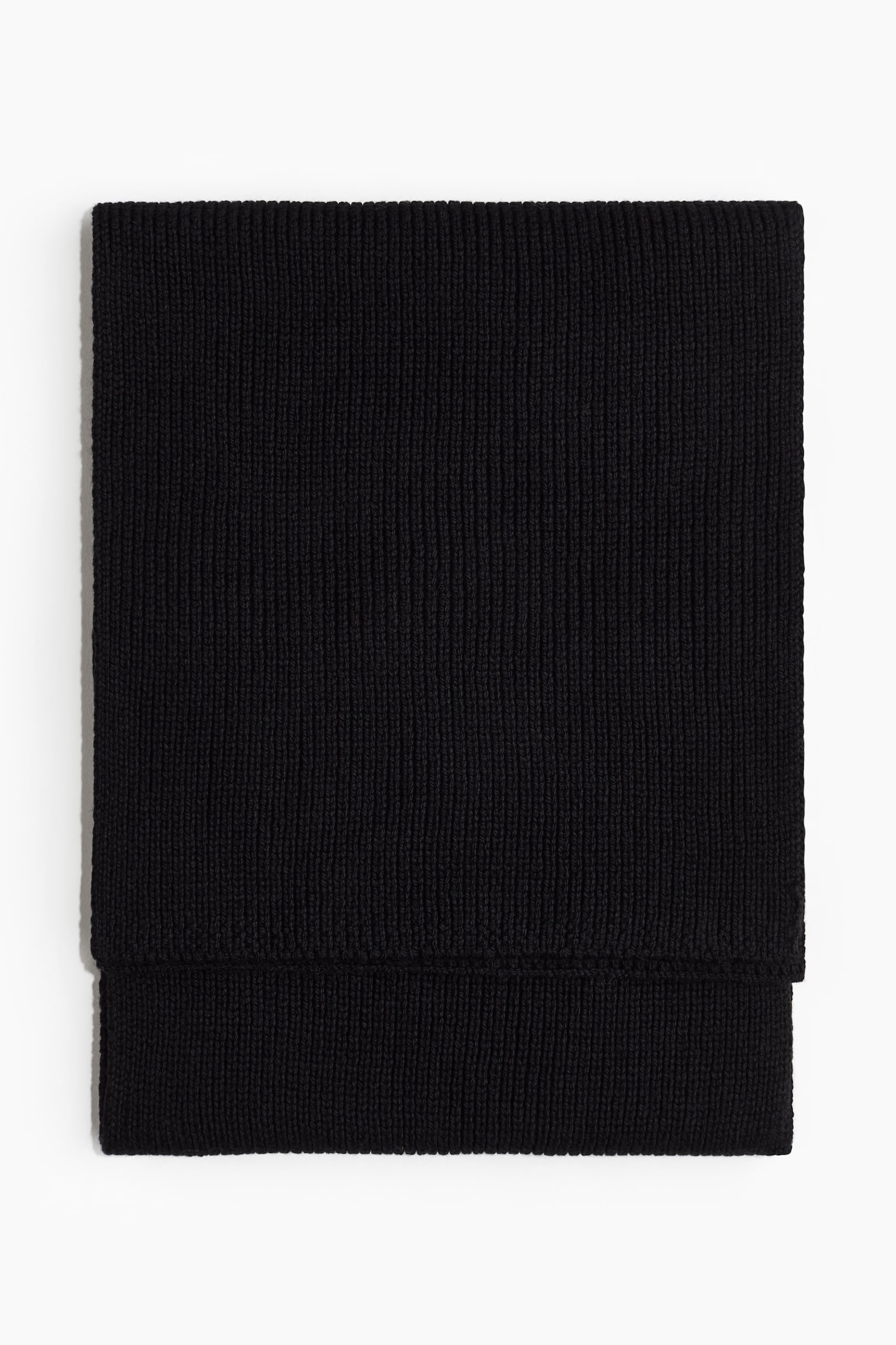 Rib-knit scarf - Black/Dark grey - 1