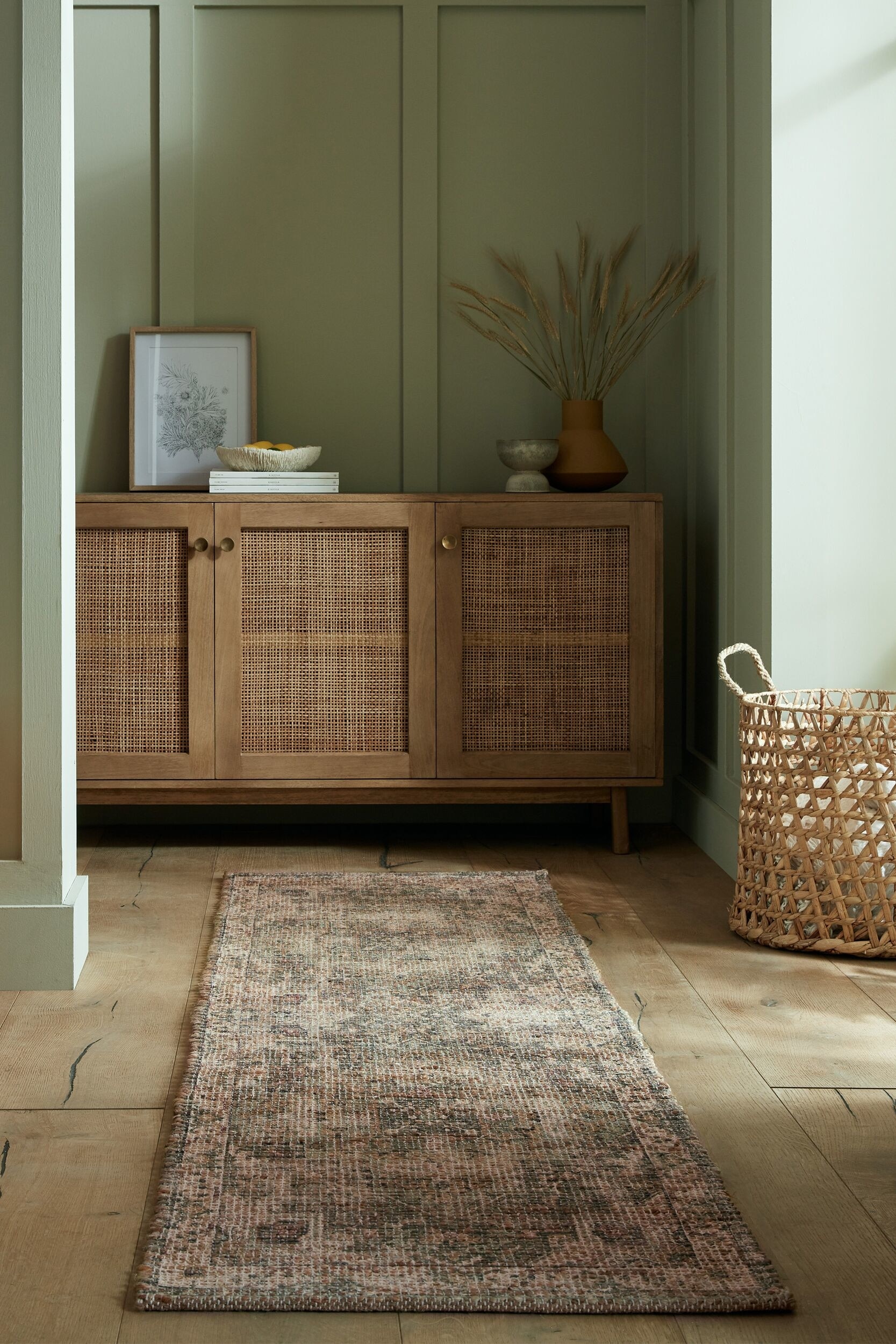 Tapis De Couloir Vintage En Jute Mélangé Selena - Vert