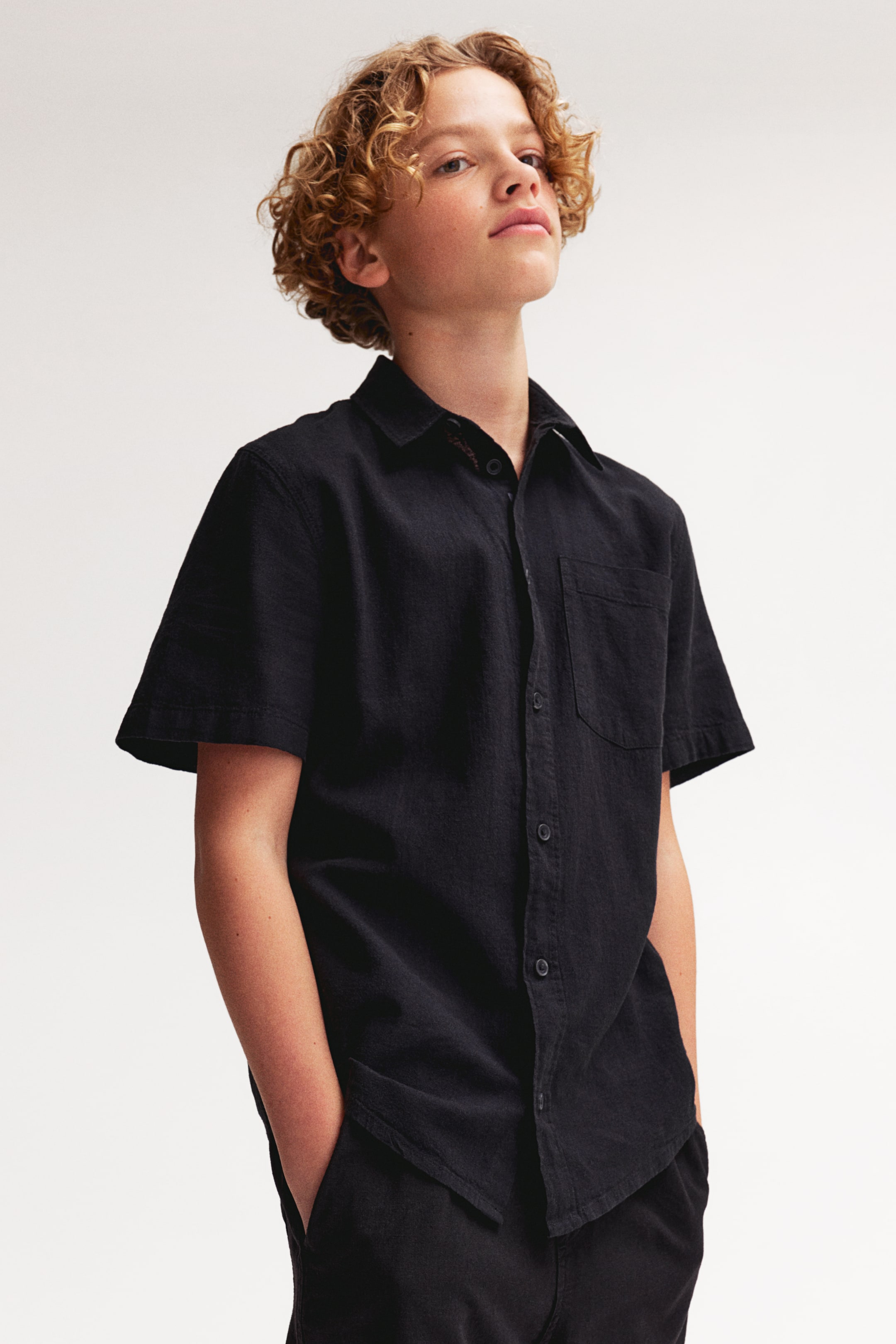 Short-sleeved Linen-blend Shirt