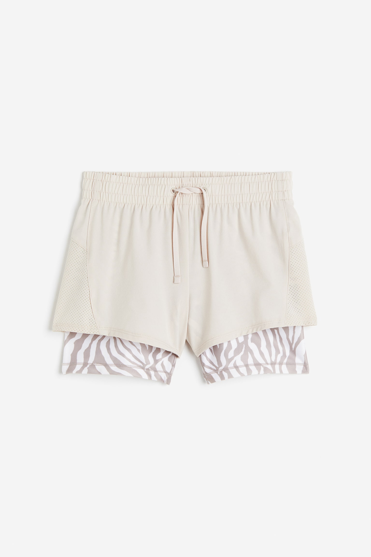 DryMove™ Double-layered sports shorts - Light beige/Zebra print