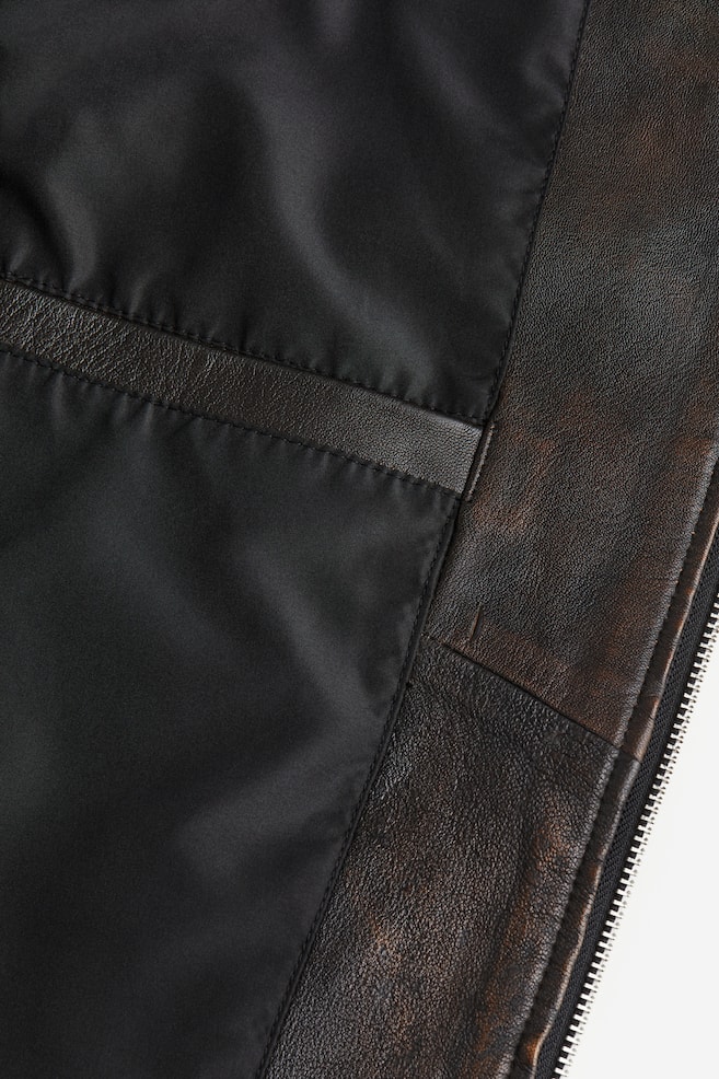 Regular Fit Leather jacket - Dark brown - 7