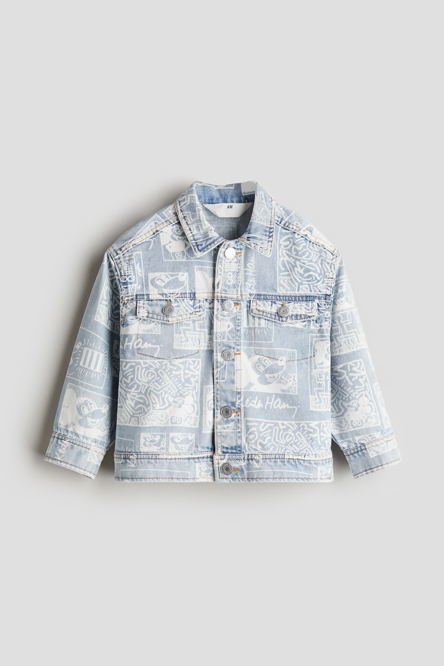 Patterned denim jacket - Light denim blue - 1