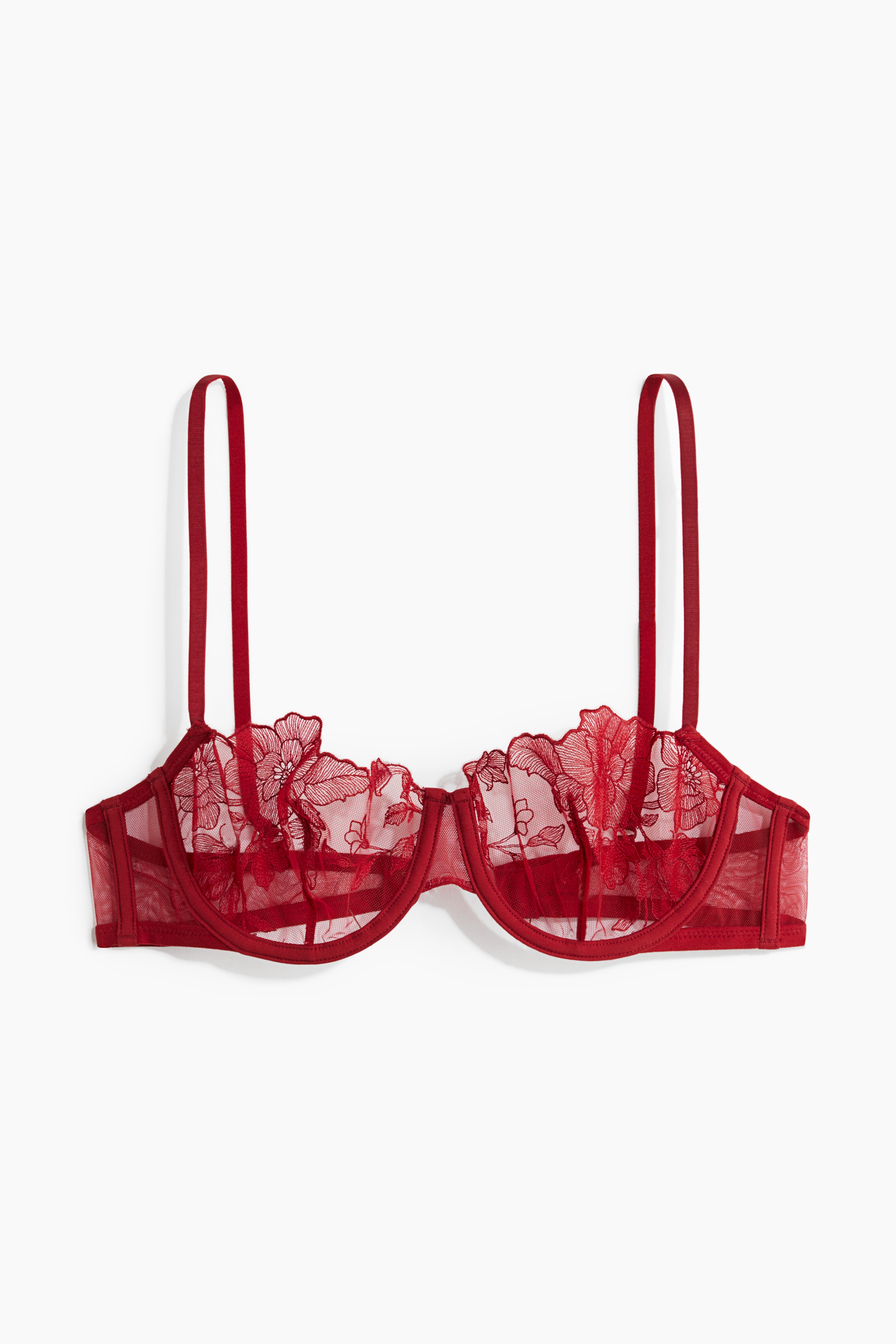 Signore - Rosso scuro Reggiseno a balconcino ricamato - Size: 4A  - H&M