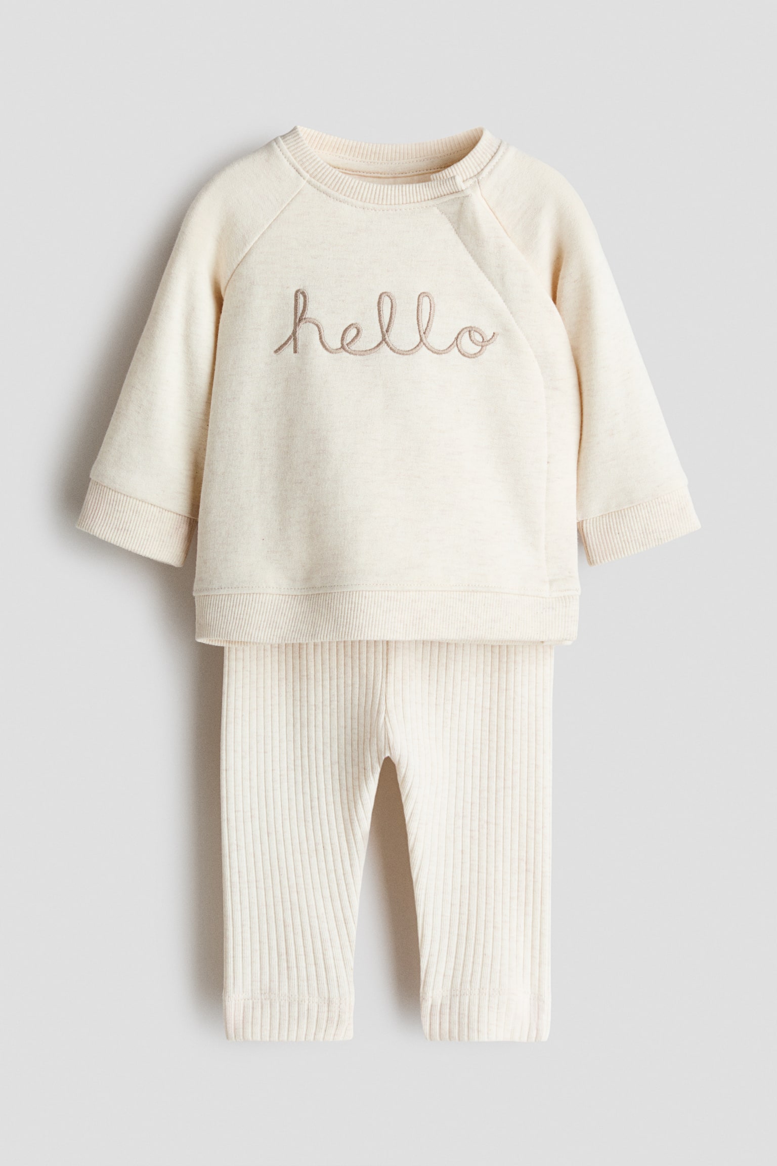 2-piece cotton set - Light beige/Hello/White/Petite Chérie/Light turquoise/Hello!/Cream/Hello/Cream/Puppies/Cream/Grow Together/Light beige/Love/Natural white/Striped