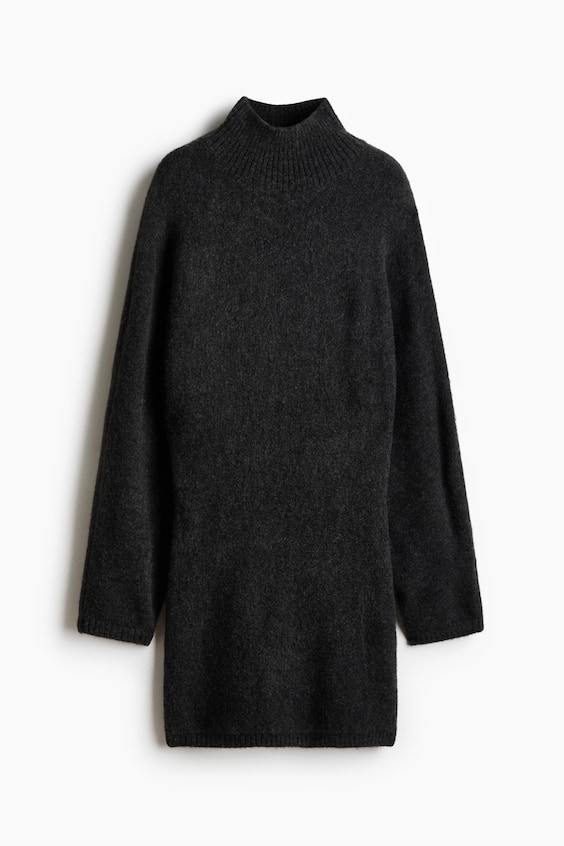 Женское платье H&M Knit Mock Turtleneck, цвет: Тёмный серый меланжевый