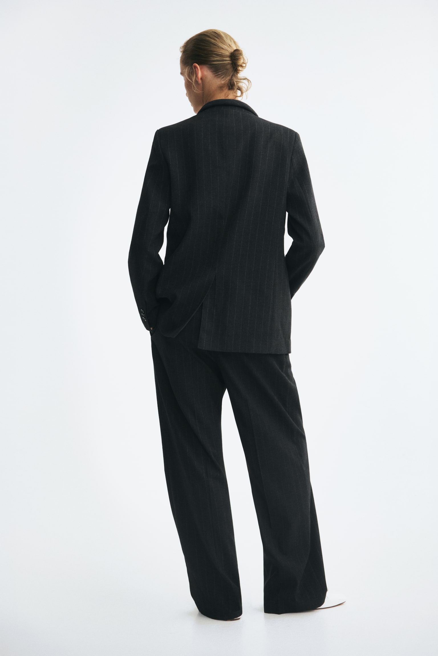 Женский пиджак H&M Single-Breasted Blazer, цвет: Тёмный серый — фото 6
